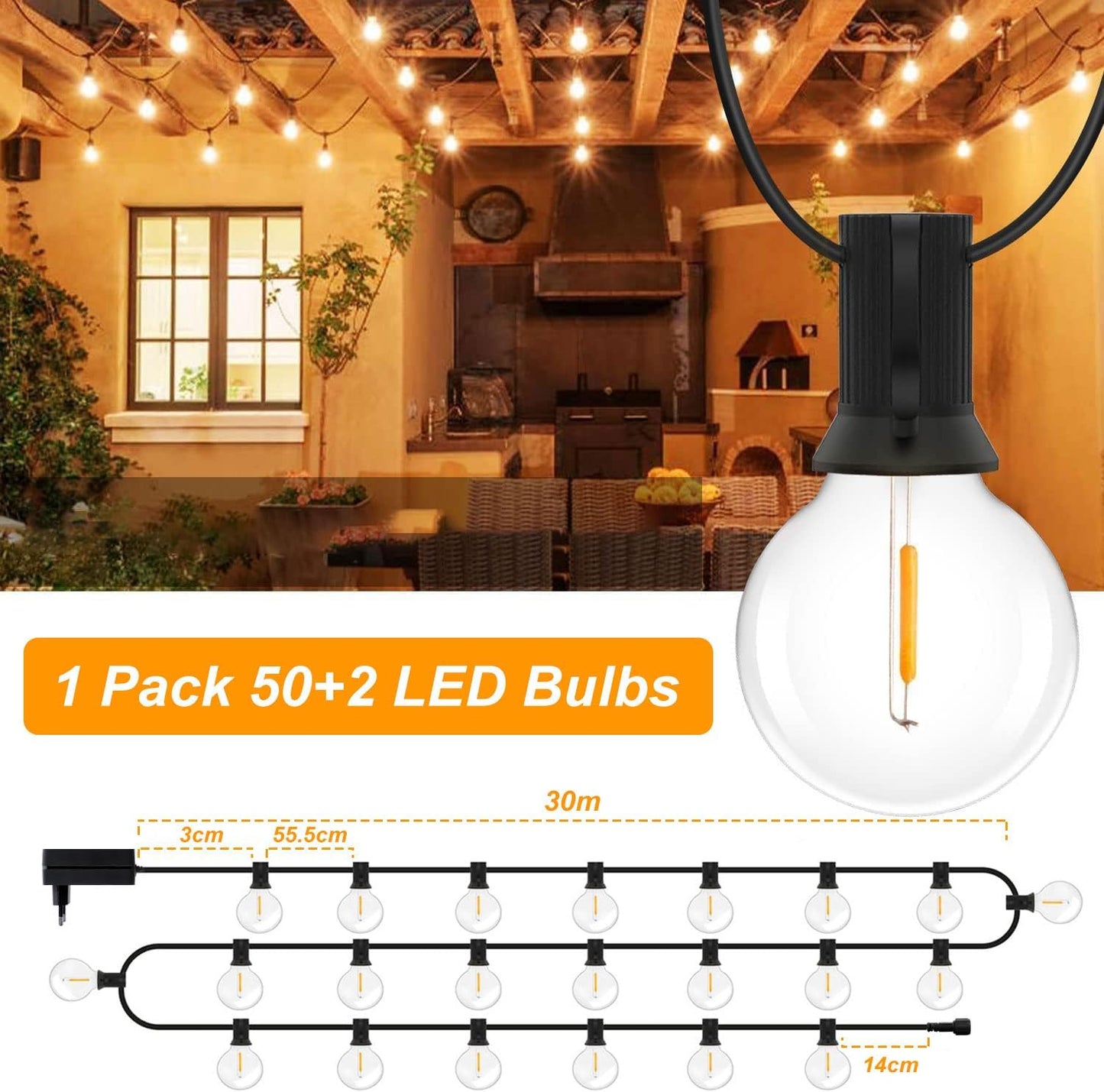 LED-Outdoor-Lichterkette, 30M