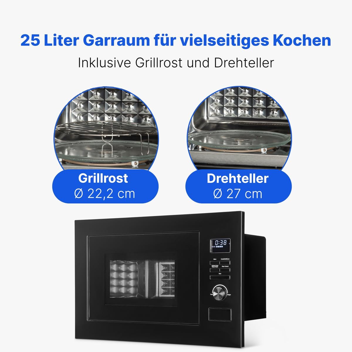 Einbaumikrowelle mit Grill und Heissluft MWG 3001 H EB, Schwarz
