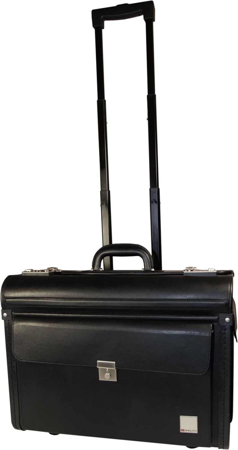 Pilotenkoffer Trolley mit Zahlenschloss und Laptopfach, Pilotenkoffer Trolley Kunstleder, Schloss
