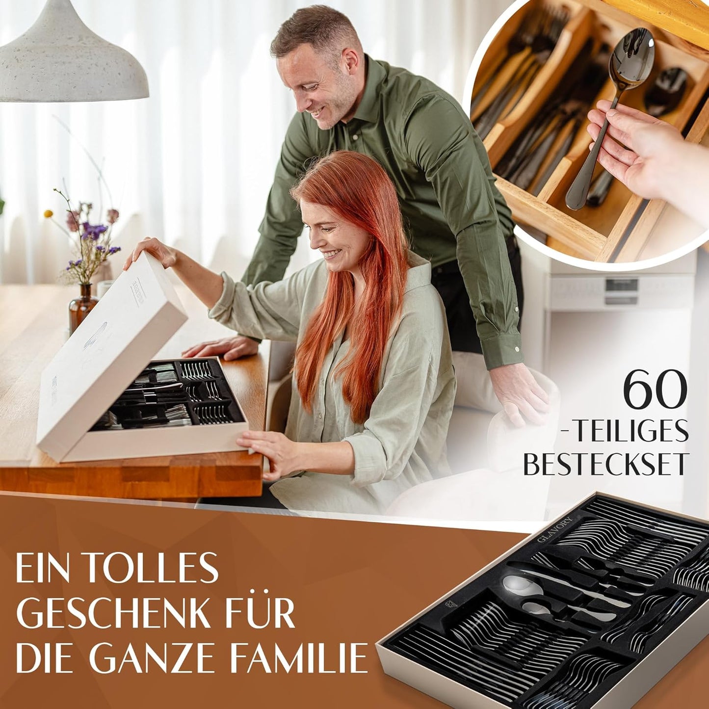 Spülmaschinenfestes Besteck-Set Lumina für 12 Personen, 60, Lumina