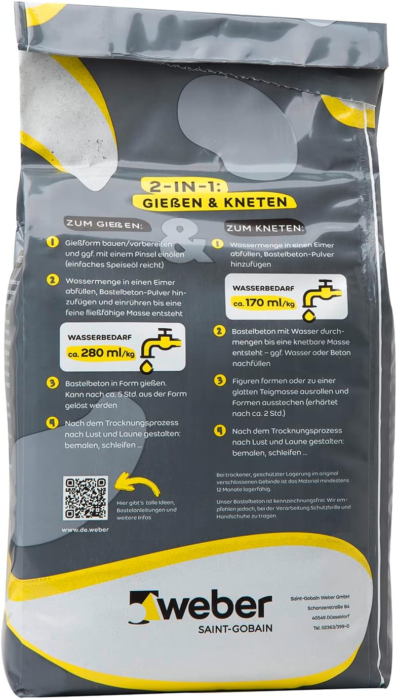 5 kg Bastelbeton zum Giessen & Kneten