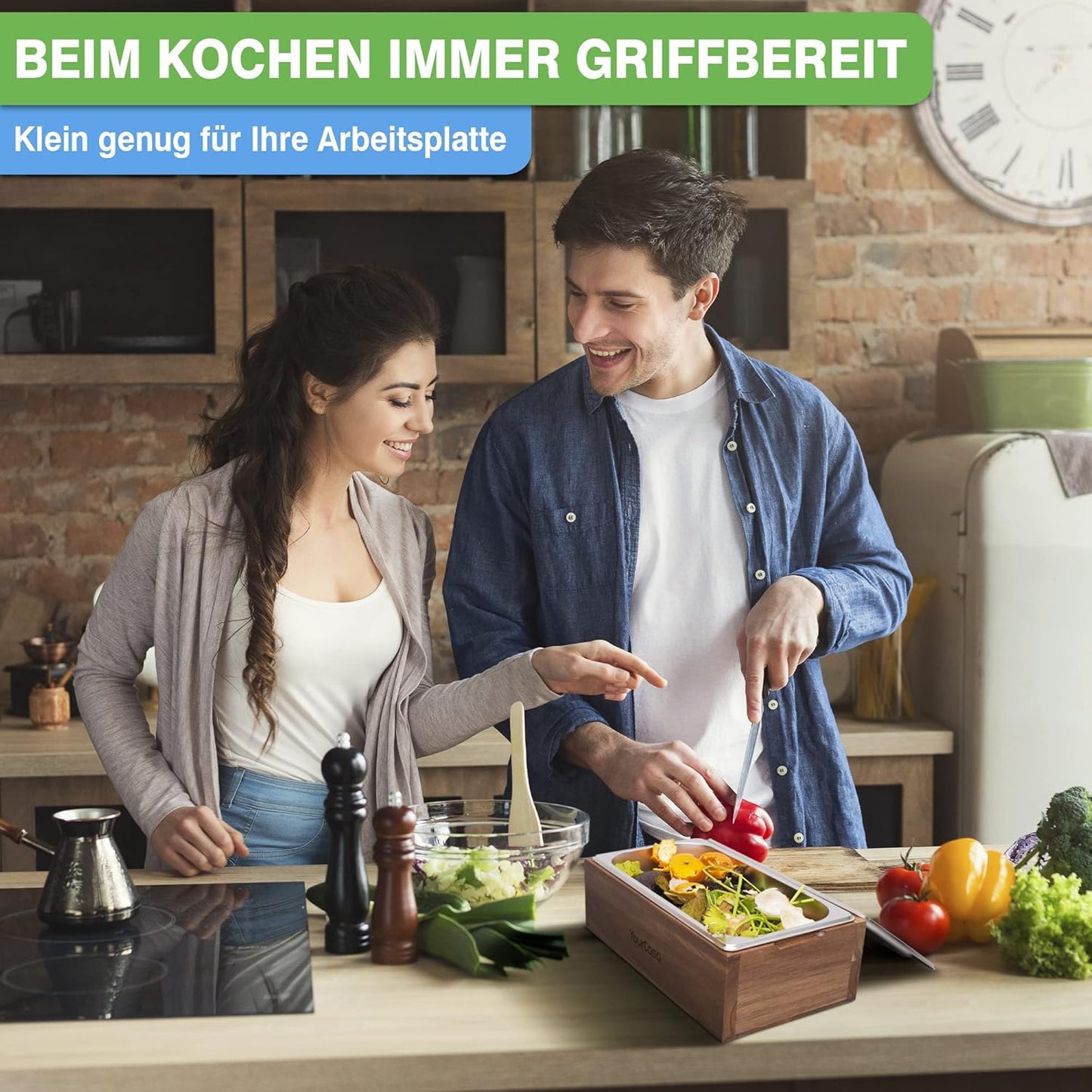 Biomülleimer, Akazienholz