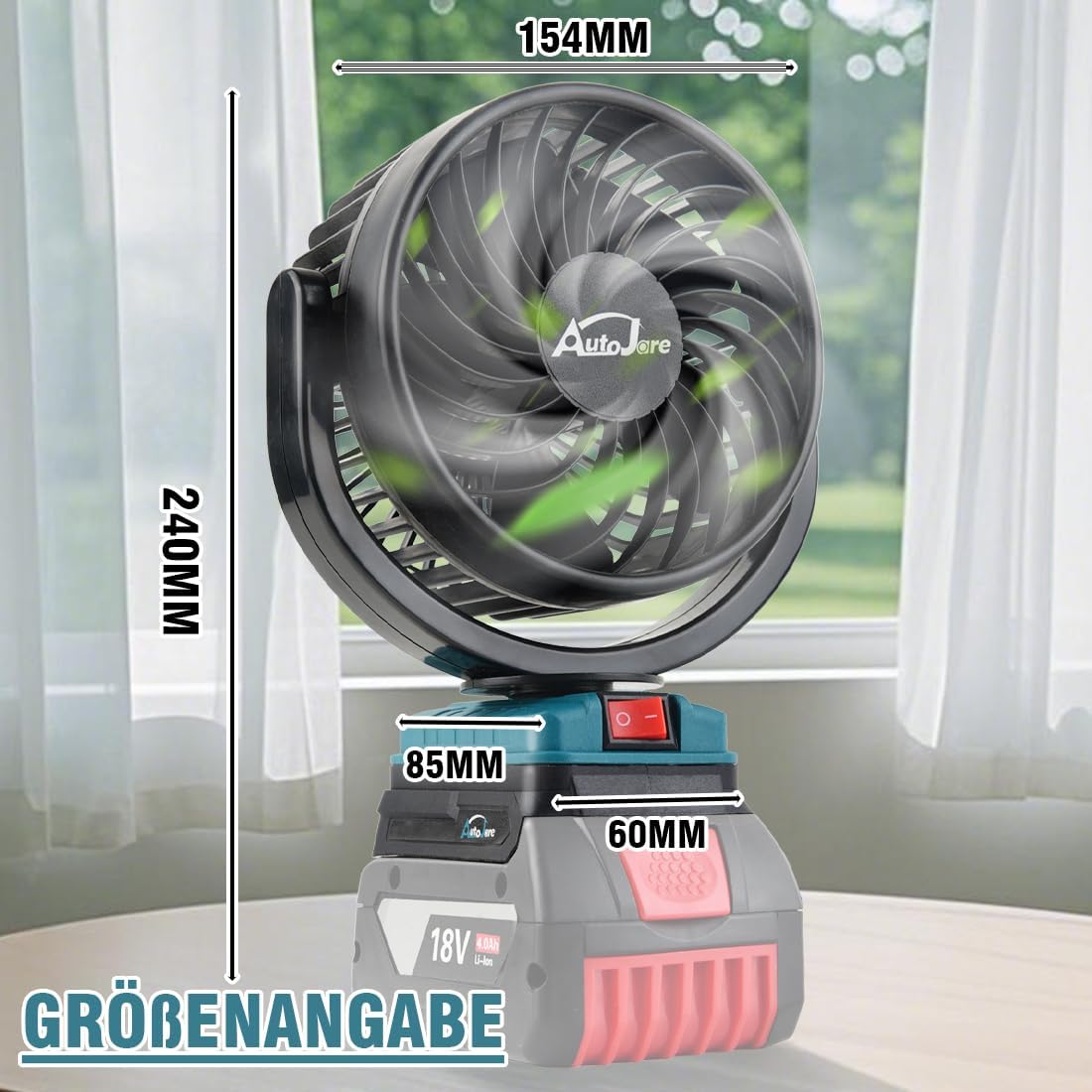 Tragbarer Akku-Tischventilator