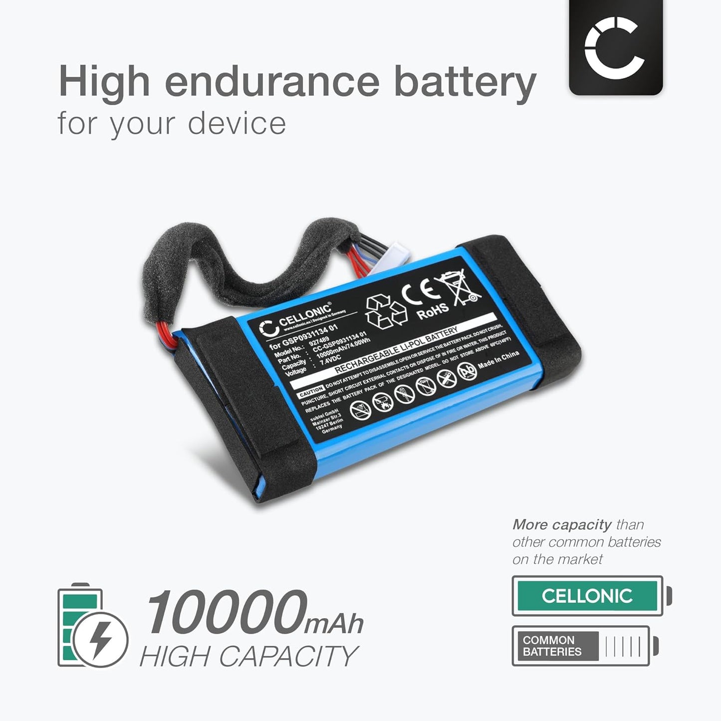 Akkupack für JBL Boombox 1, GSP0931134 01, 10000mAh, 7.4V