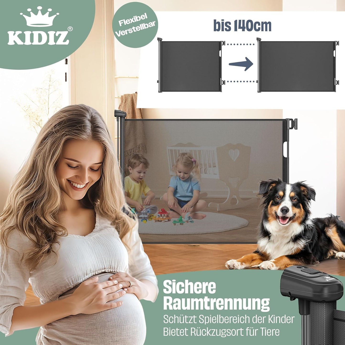 Treppenschutzgitter ausziehbar 0-140 cm, 0-140cm Schwarz
