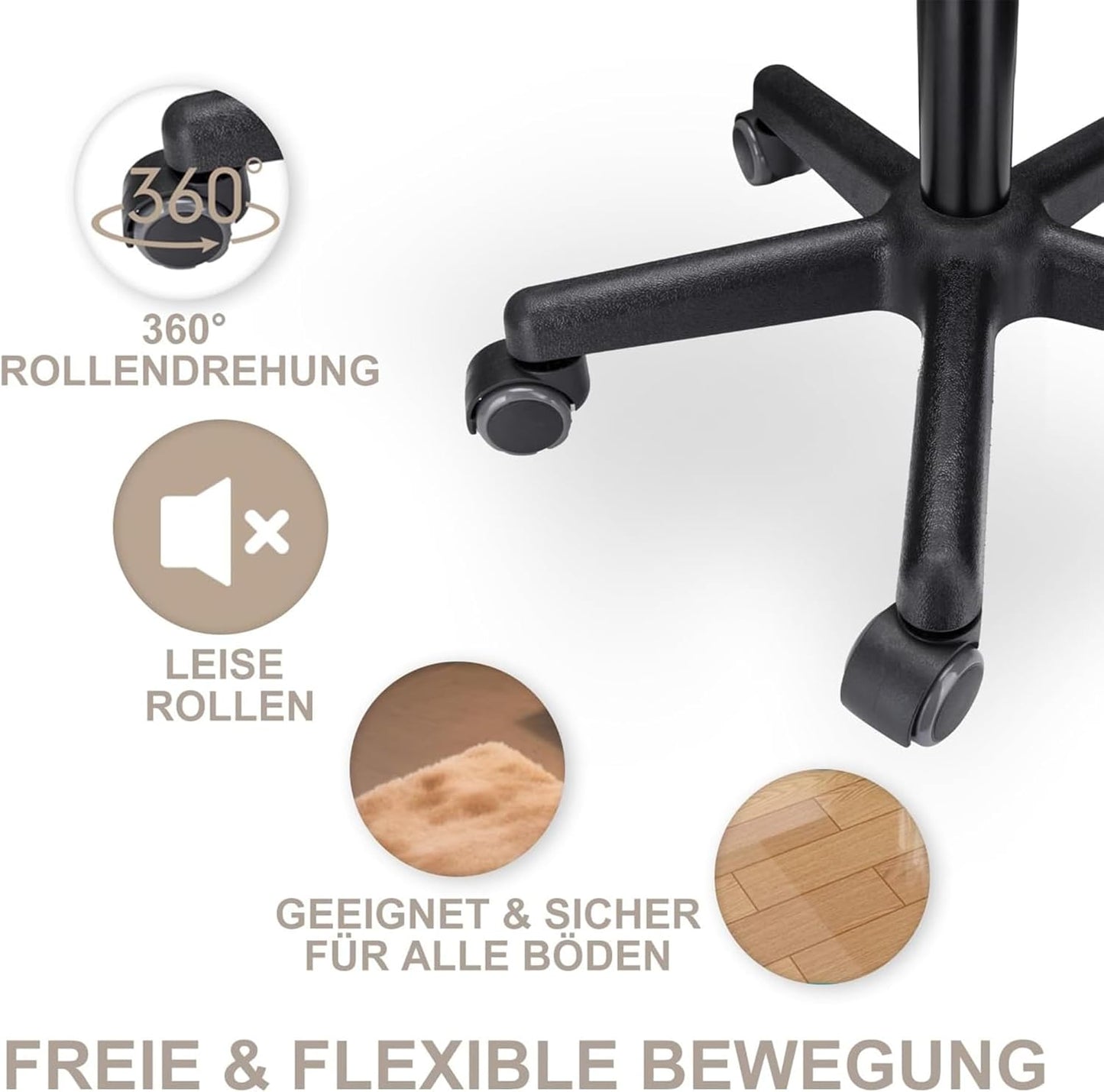 Höhenverstellbarer Rollhocker, Graphit