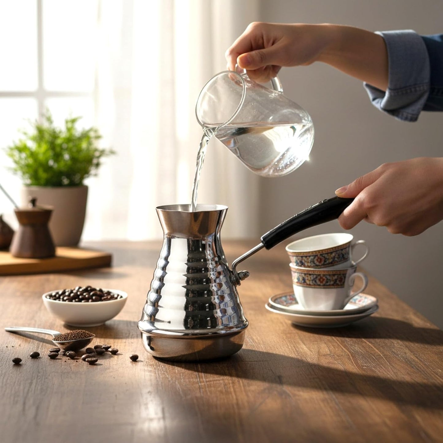 Türkischer Kaffeekocher Mokkakanne aus Edelstahl (500 ml), 500 ml