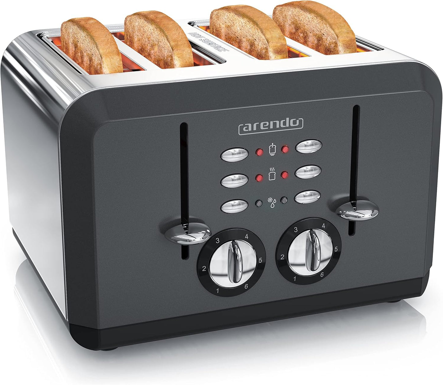 Breakfast X2 Toaster für 4 Scheiben, mit Auftau- Aufwärm- und Stoppfunktion, A: Cool Grey