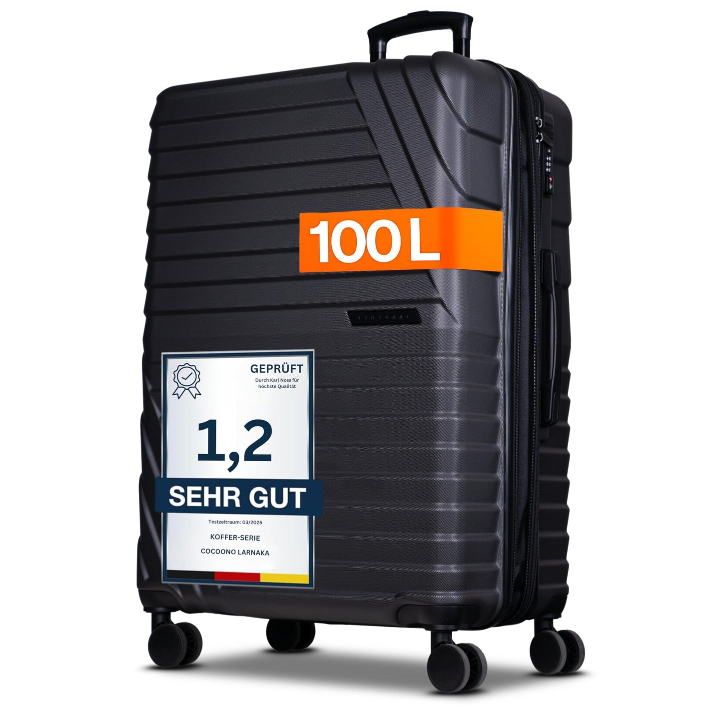 Hartschalenkoffer XL mit TSA-Schloss & 8 Rollen, Anthrazit XL