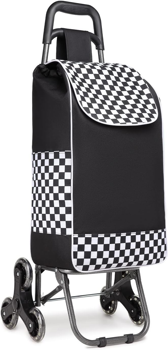 Klappbarer Treppensteiger-Einkaufstrolley mit abnehmbarer Tasche, Schwarz