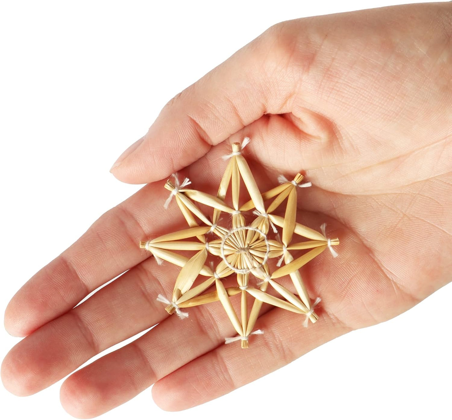 48-teiliges Christbaum-Stroh-Anhänger-Set, Natur 48-teilig