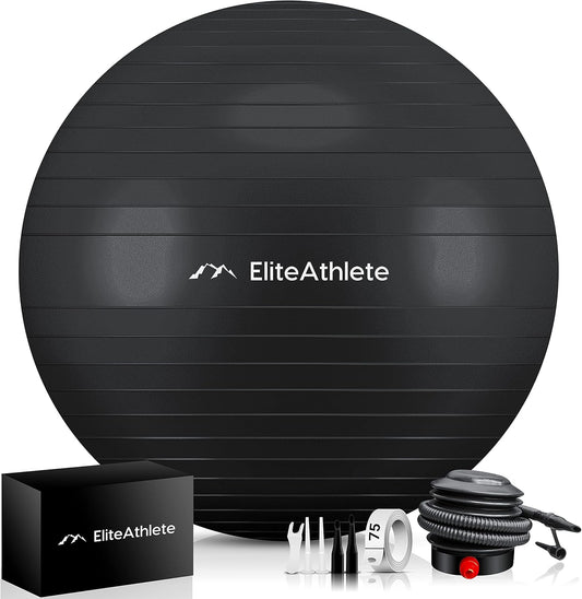 Ergonomischer Gymnastikball für Fitness und Schwangerschaft, Midnight Black 85cm