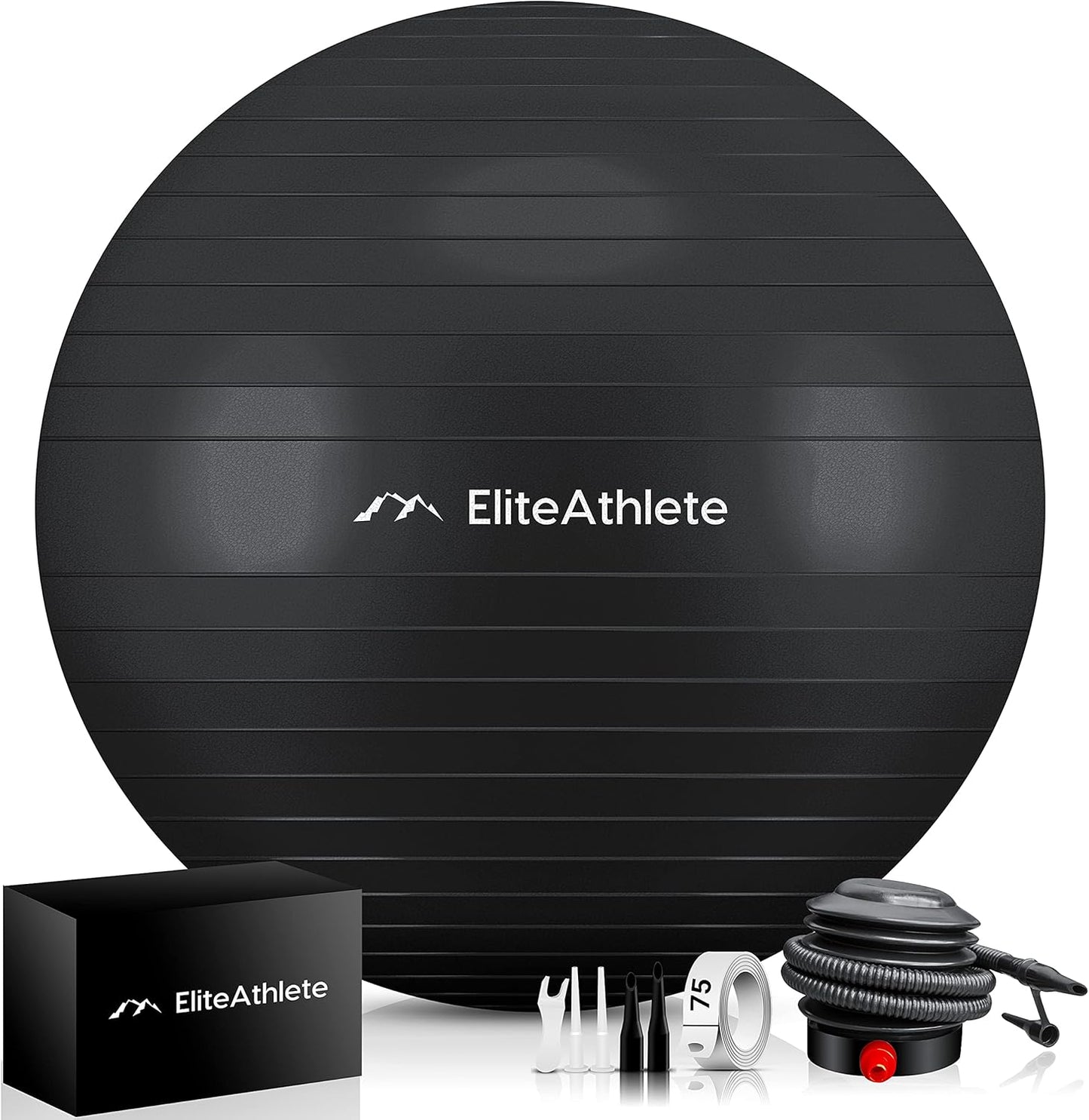 Ergonomischer Gymnastikball mit Anti-Burst-System 75cm, Midnight Black 75cm