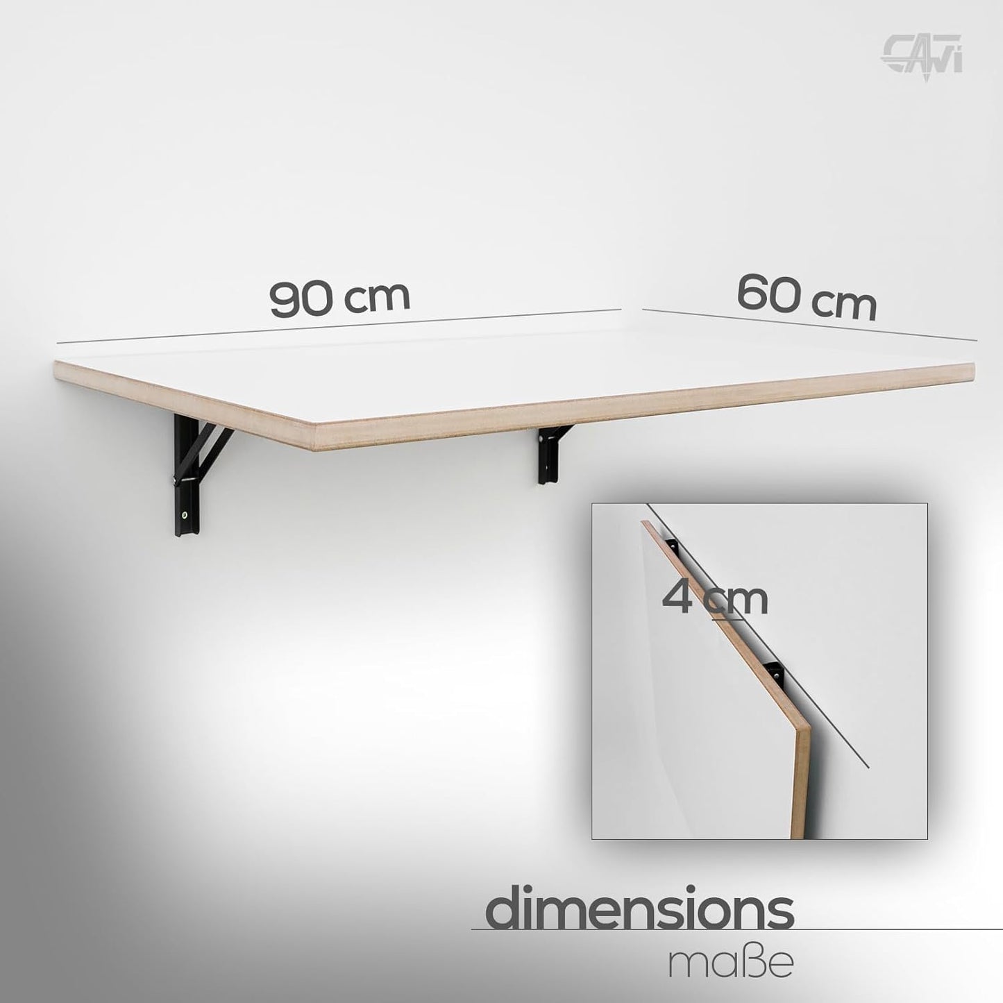 Wandklapptisch, 90x60 Weiss