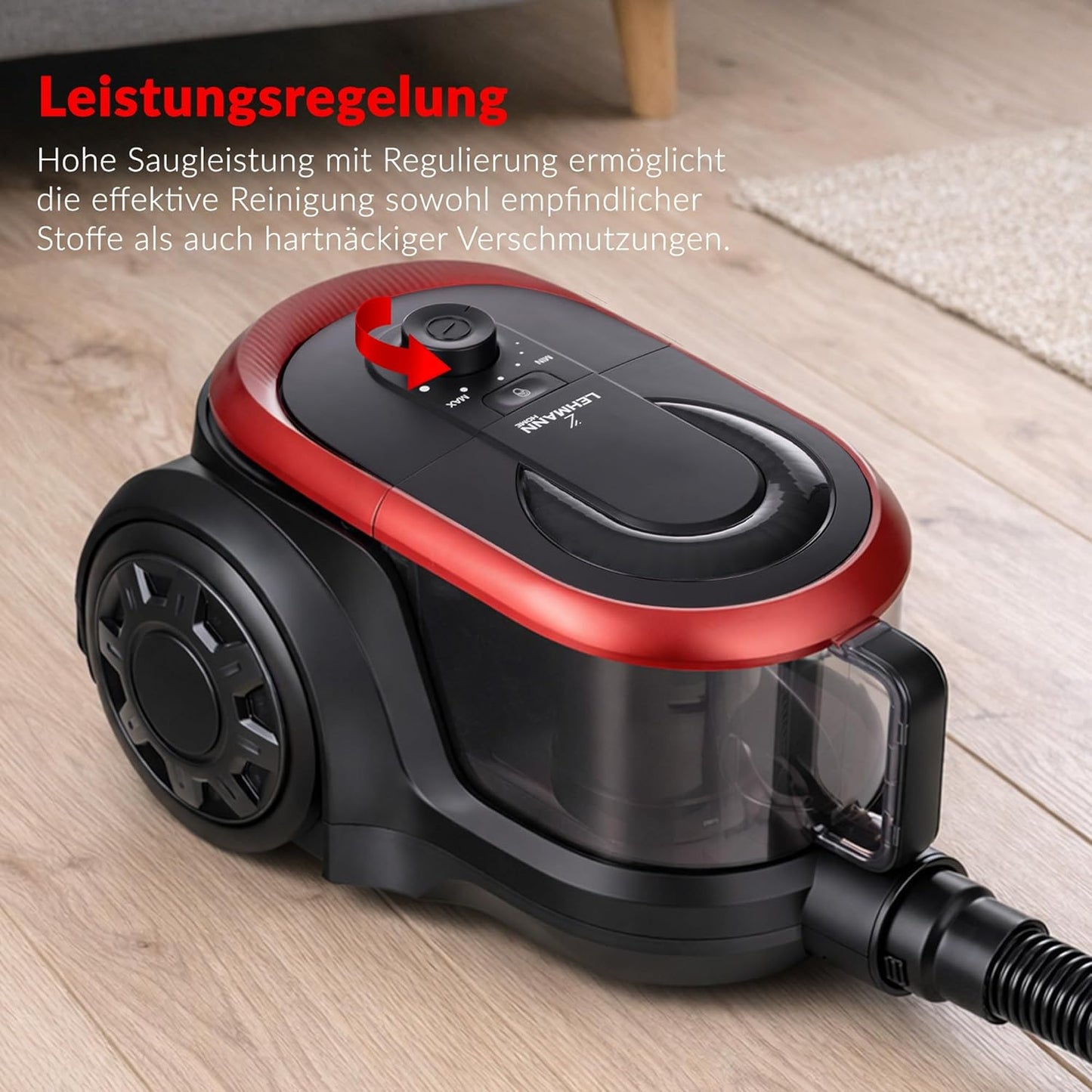Beutelloser Bodenstaubsauger Zyklon, Schwarz/Rot