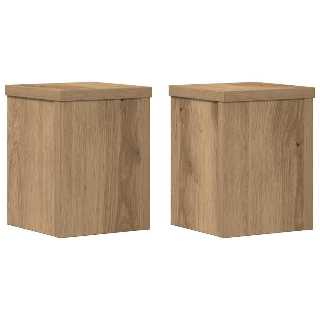 Pflanzenständer-Set mit hohler Dekosäule (2 Stück), 15 x 15 x 20 cm Eiche