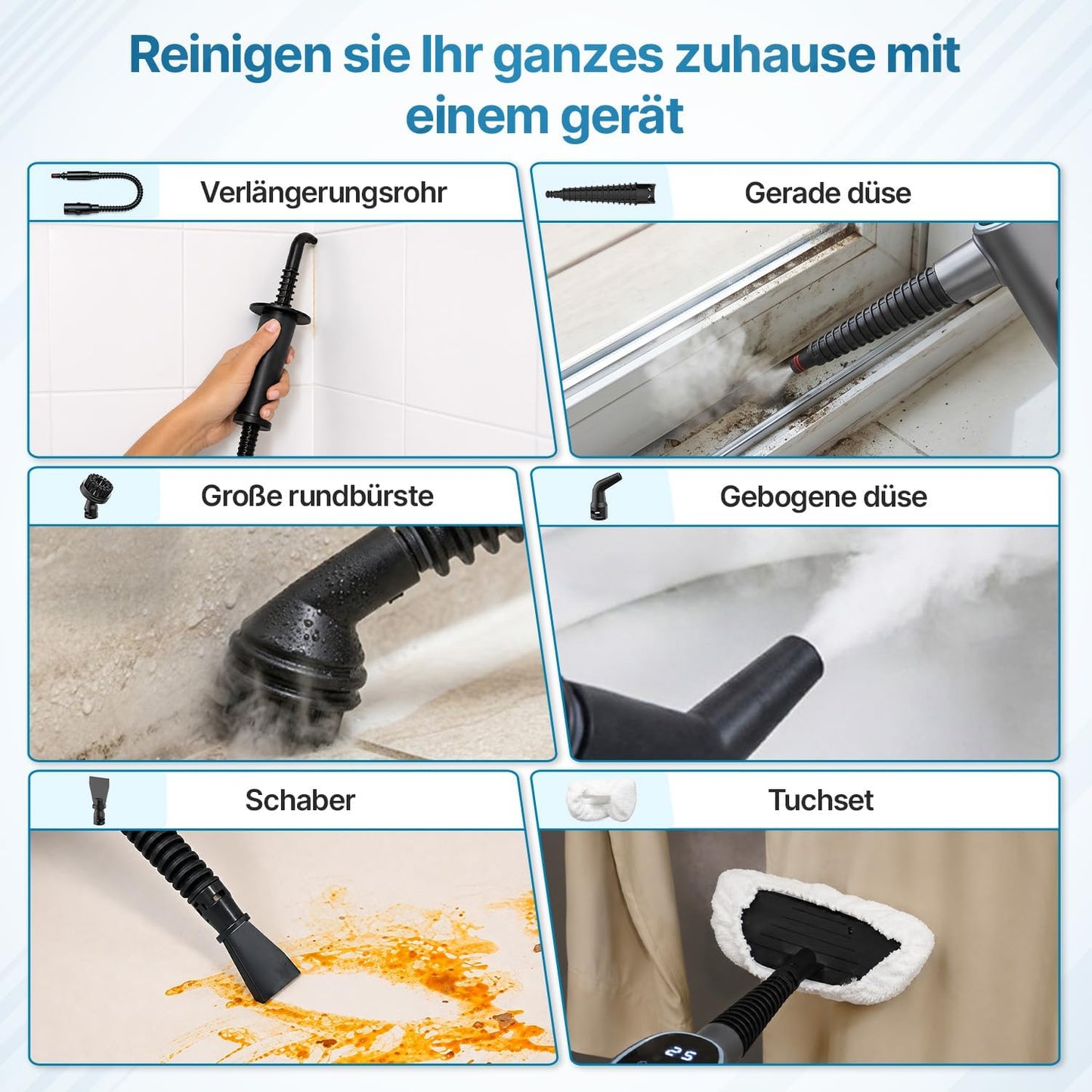 Multifunktionaler Dampfreiniger mit Zubehör, Handheld steam cleaner