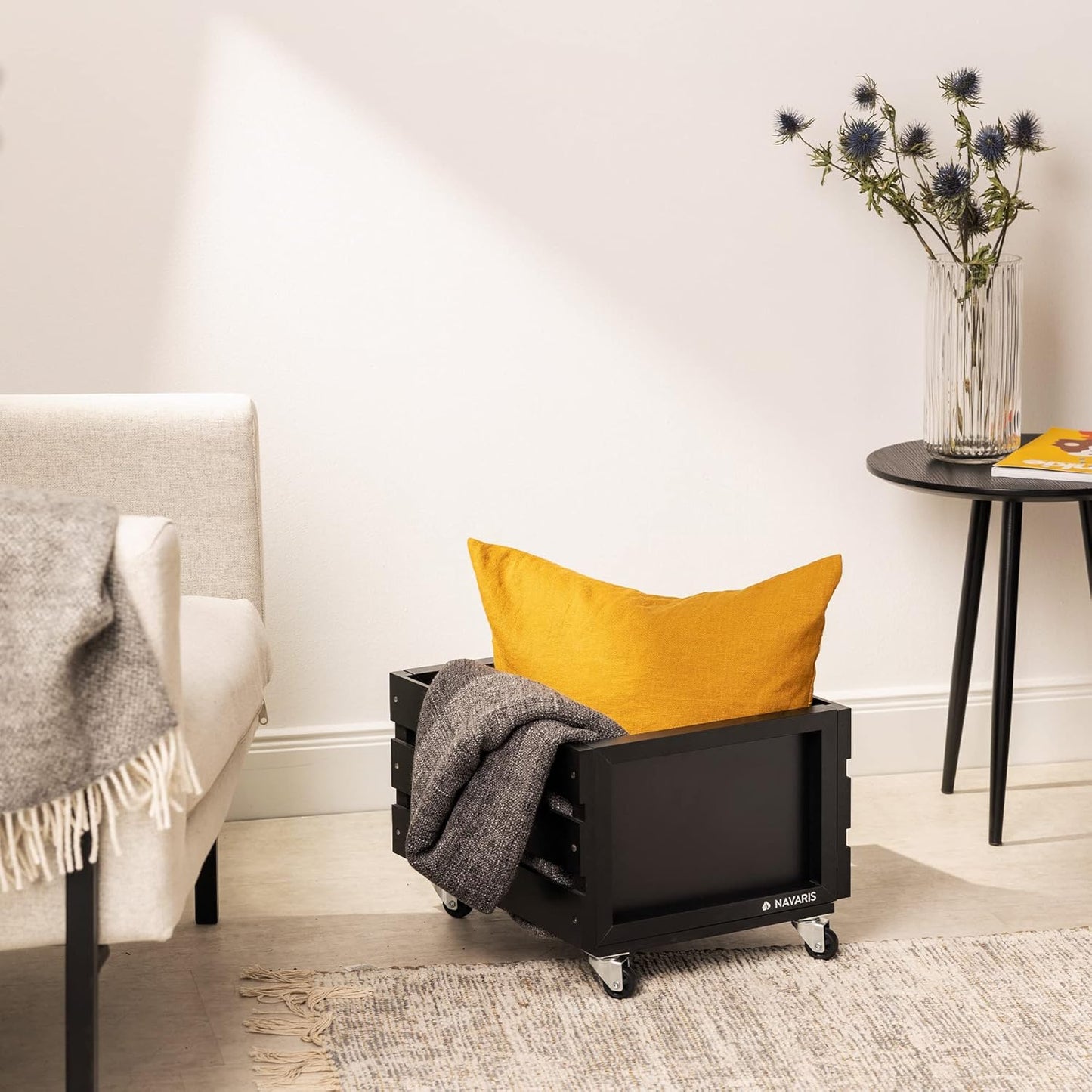 Schallplatten-Kiste mit Kreidetafel, Schwarz