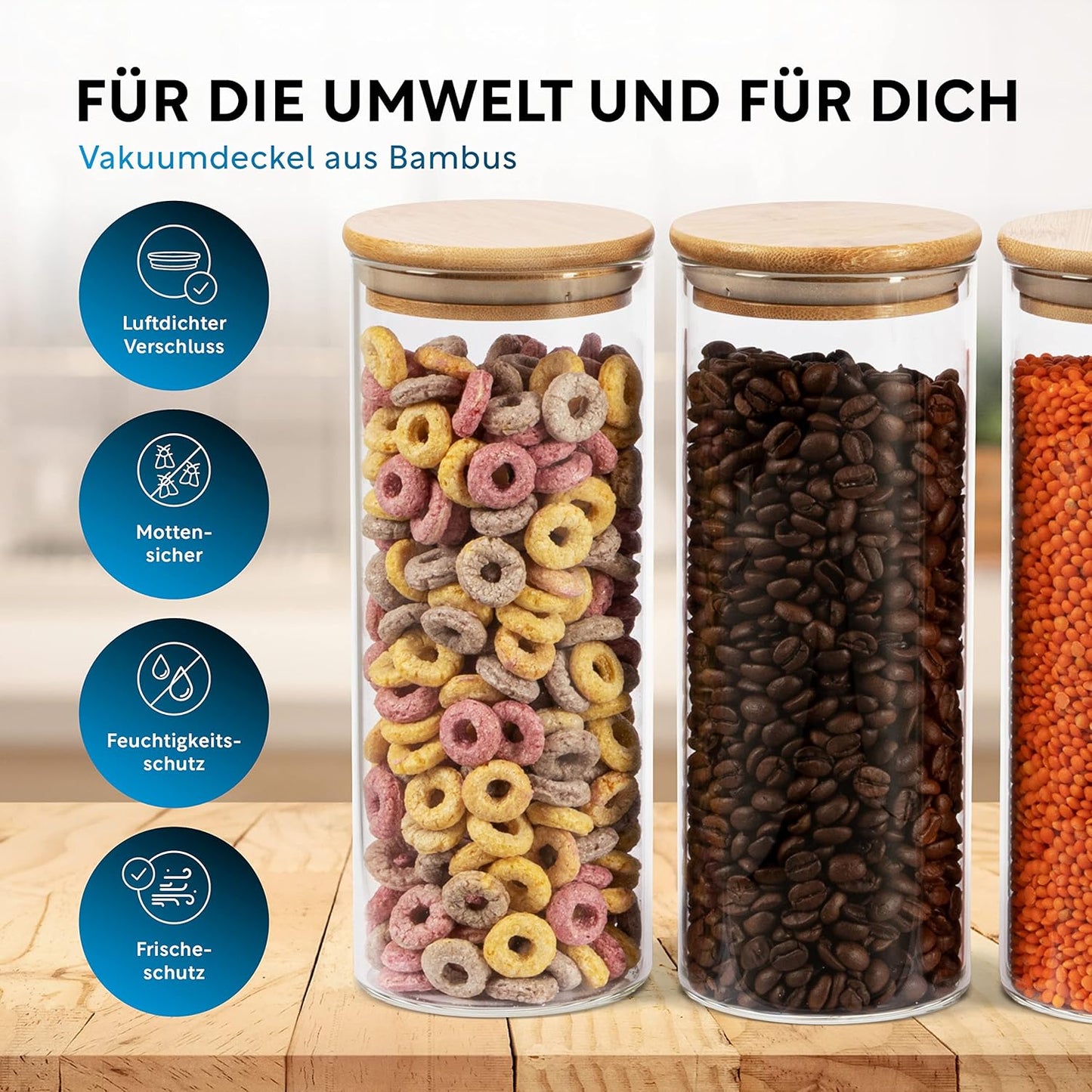 4-teiliges Vorratsgläser-Set, 4er Rund