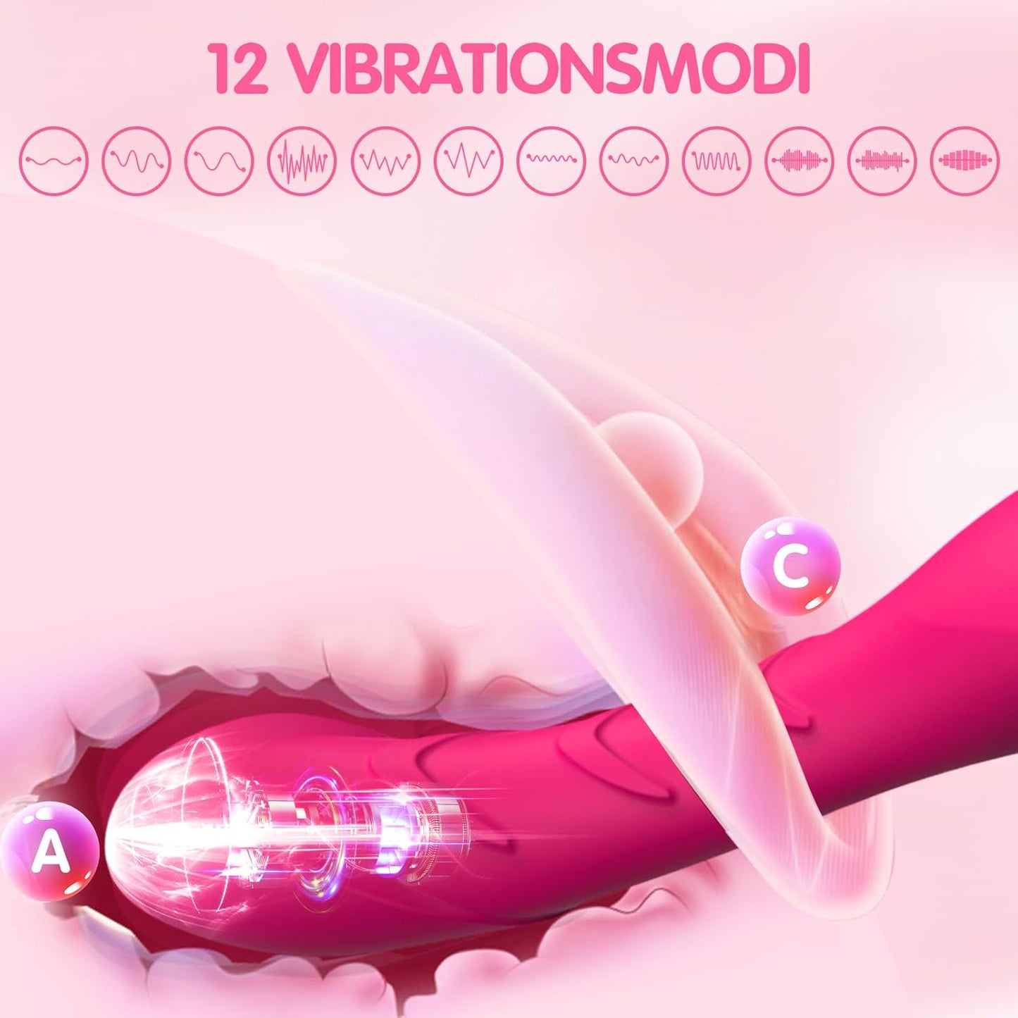 G-Punkt Vibrator mit 12 Vibrationsmodi, leise, Rosa
