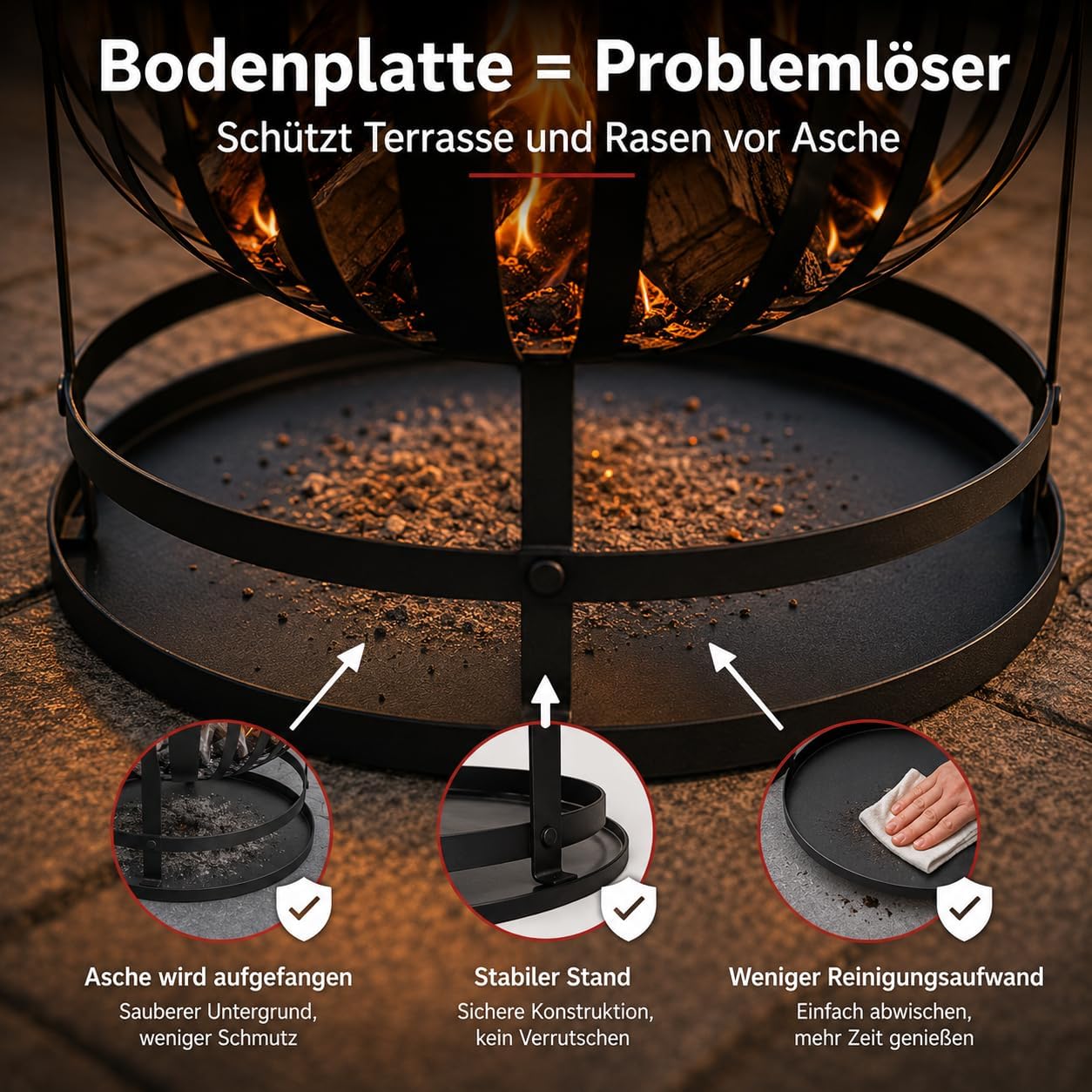 Feuerkorb mit Bodenplatte 55x40 cm