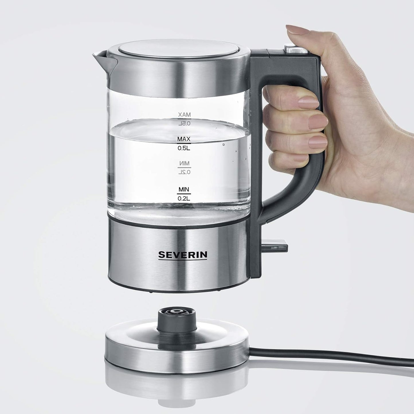 Mini Glas Wasserkocher 0,5 L mit Kalkfilter, 0.5L