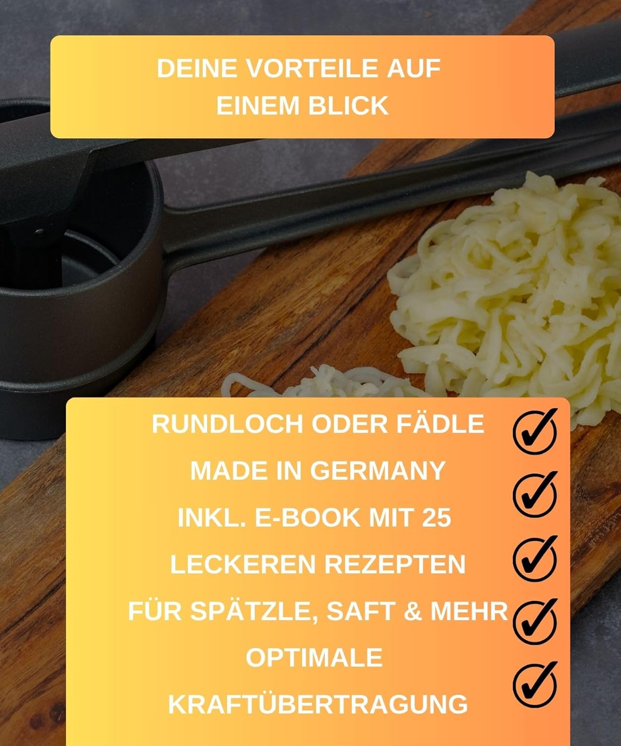 Spätzlepresse, Fädle Anthrazit