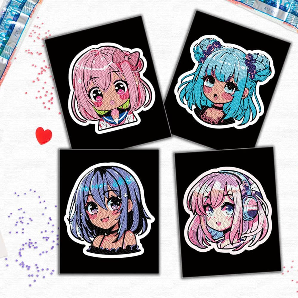 Diamond Painting Neon Anime Mädchen