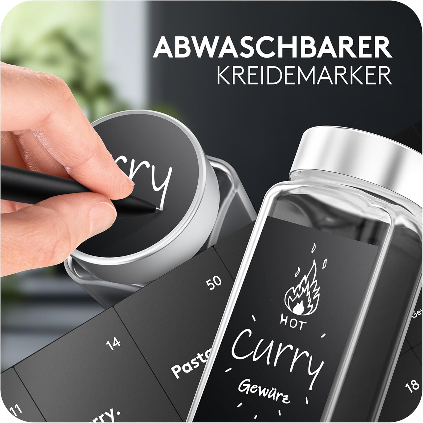 24-teiliges Gewürzgläser-Set mit Etiketten und Streueinsätzen