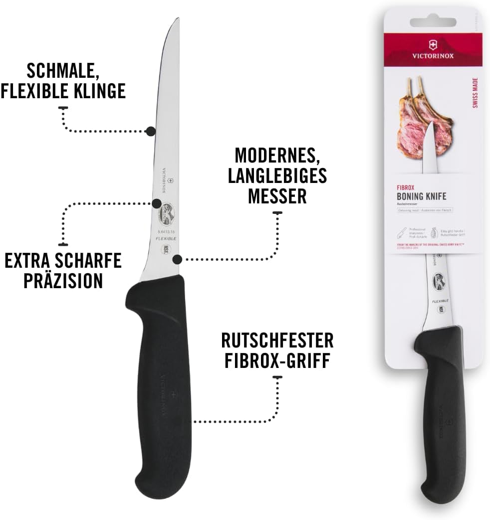 Fibrox Ausbeinmesser mit flexibler Klinge, Schwarz Flexible Klinge
