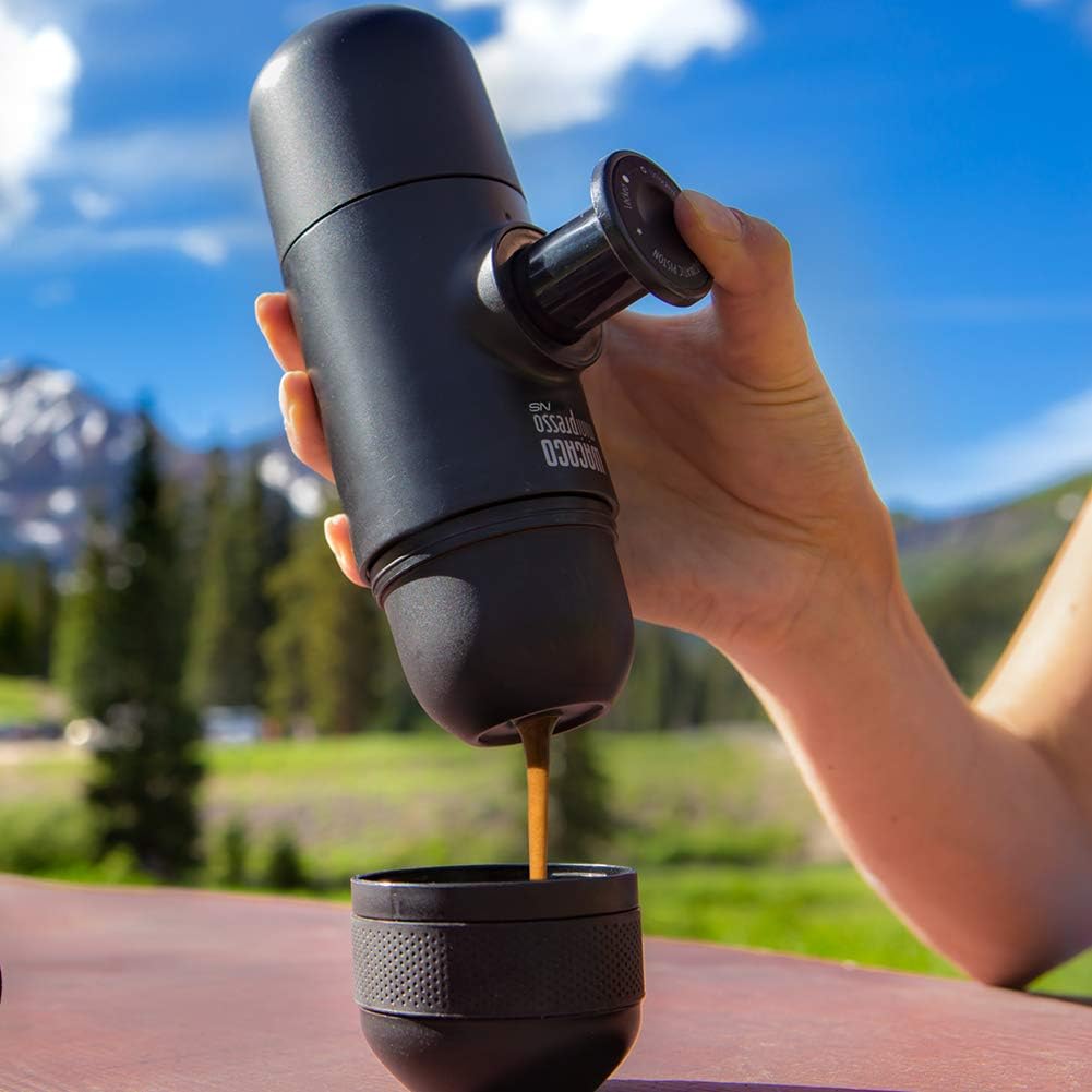 Tragbare Minipresso Espressomaschine für Reisen, Schwarz