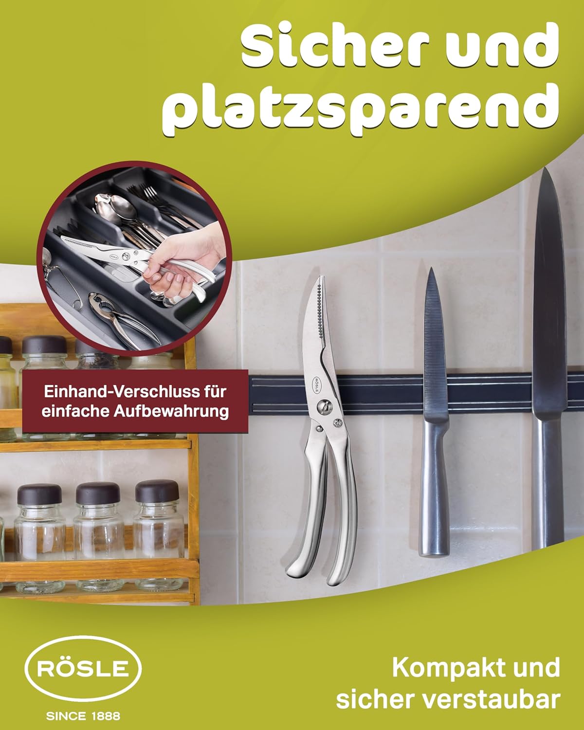 Geflügelschere mit Einhandverriegelung