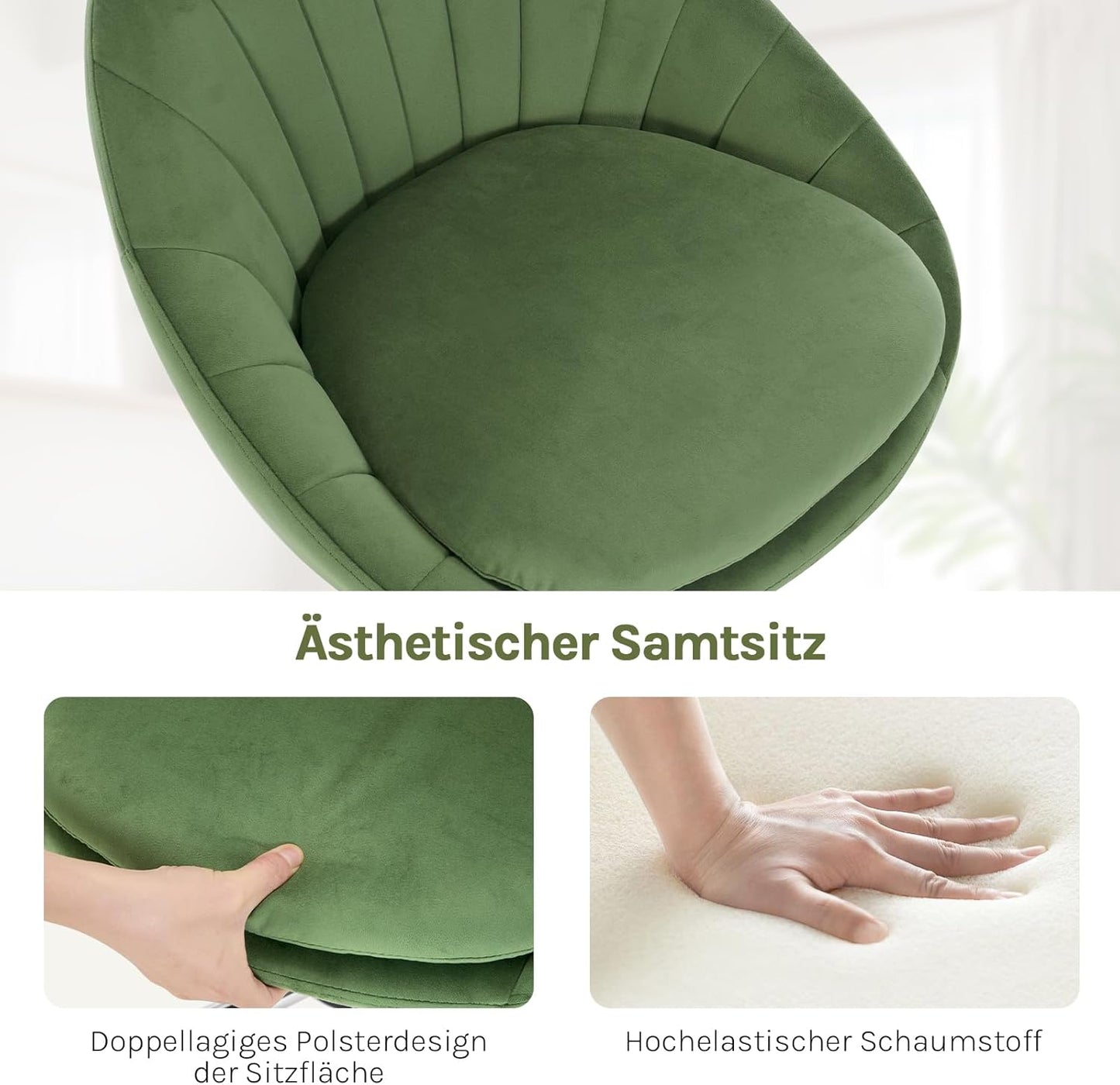 Ergonomischer Drehstuhl, Grün Samt