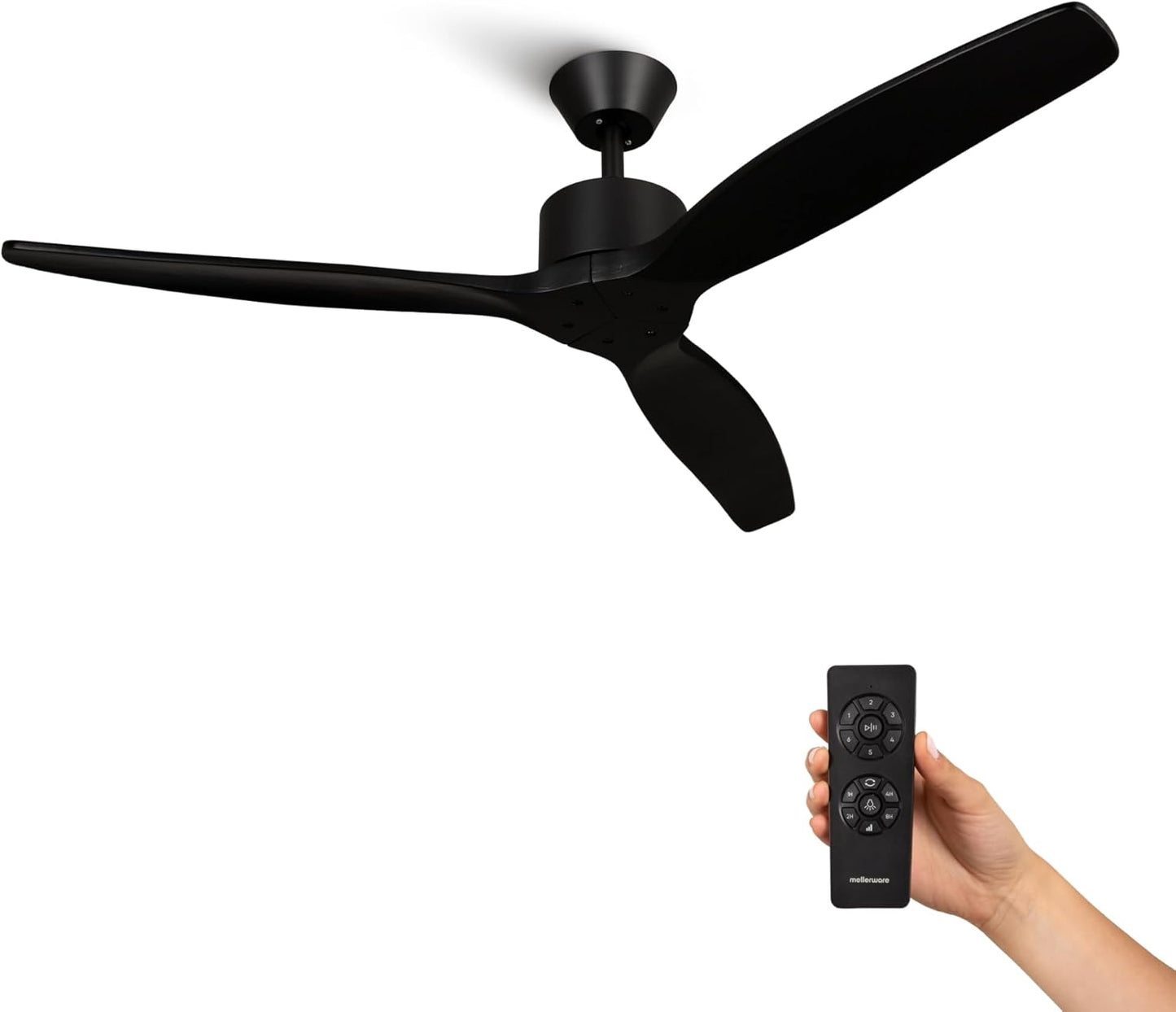 Deckenventilator mit Fernbedienung, Schwarz Ohne Licht