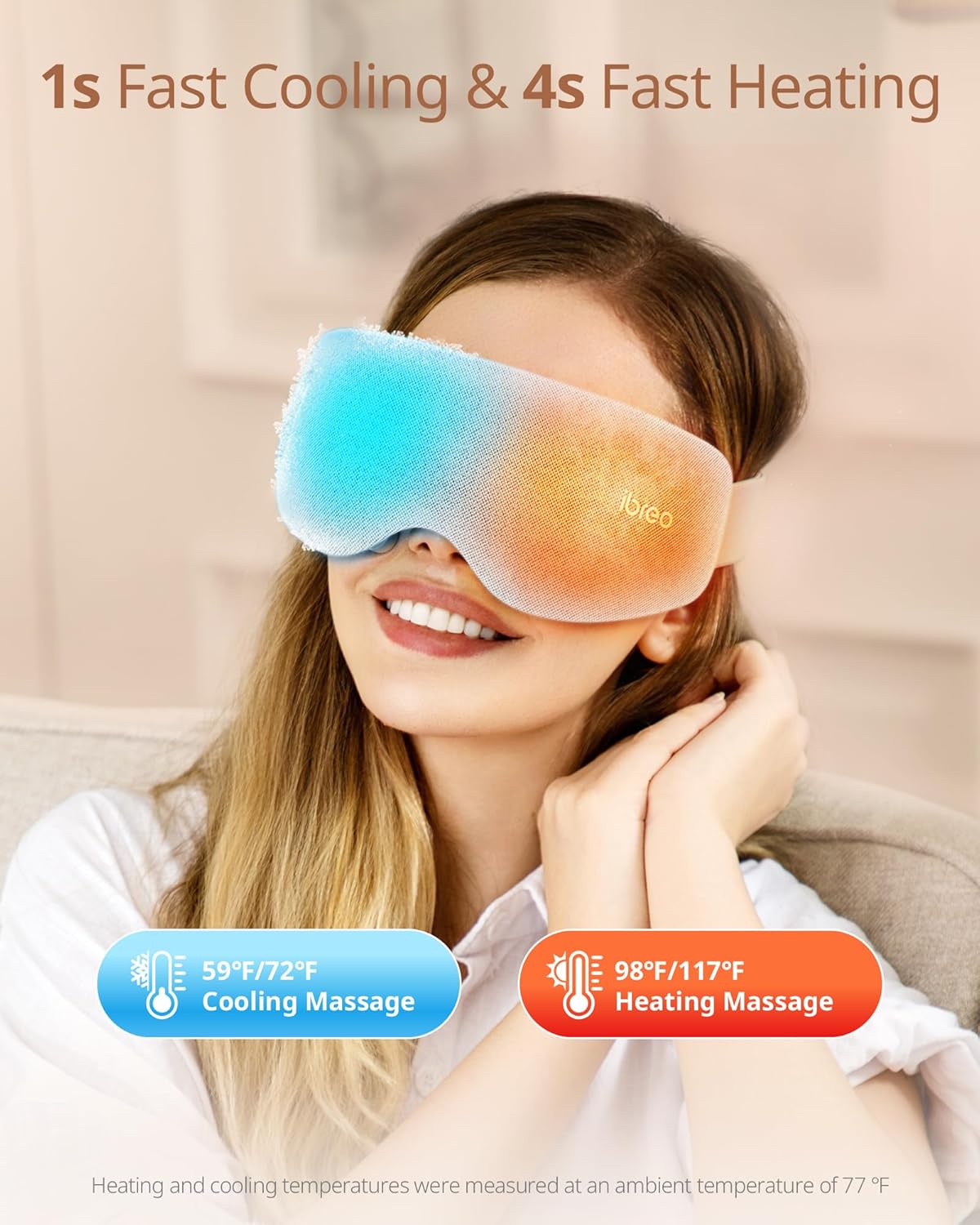 Augenmassagegerät mit Wärme, Kühlung & Bluetooth-Musik, Hellbraun