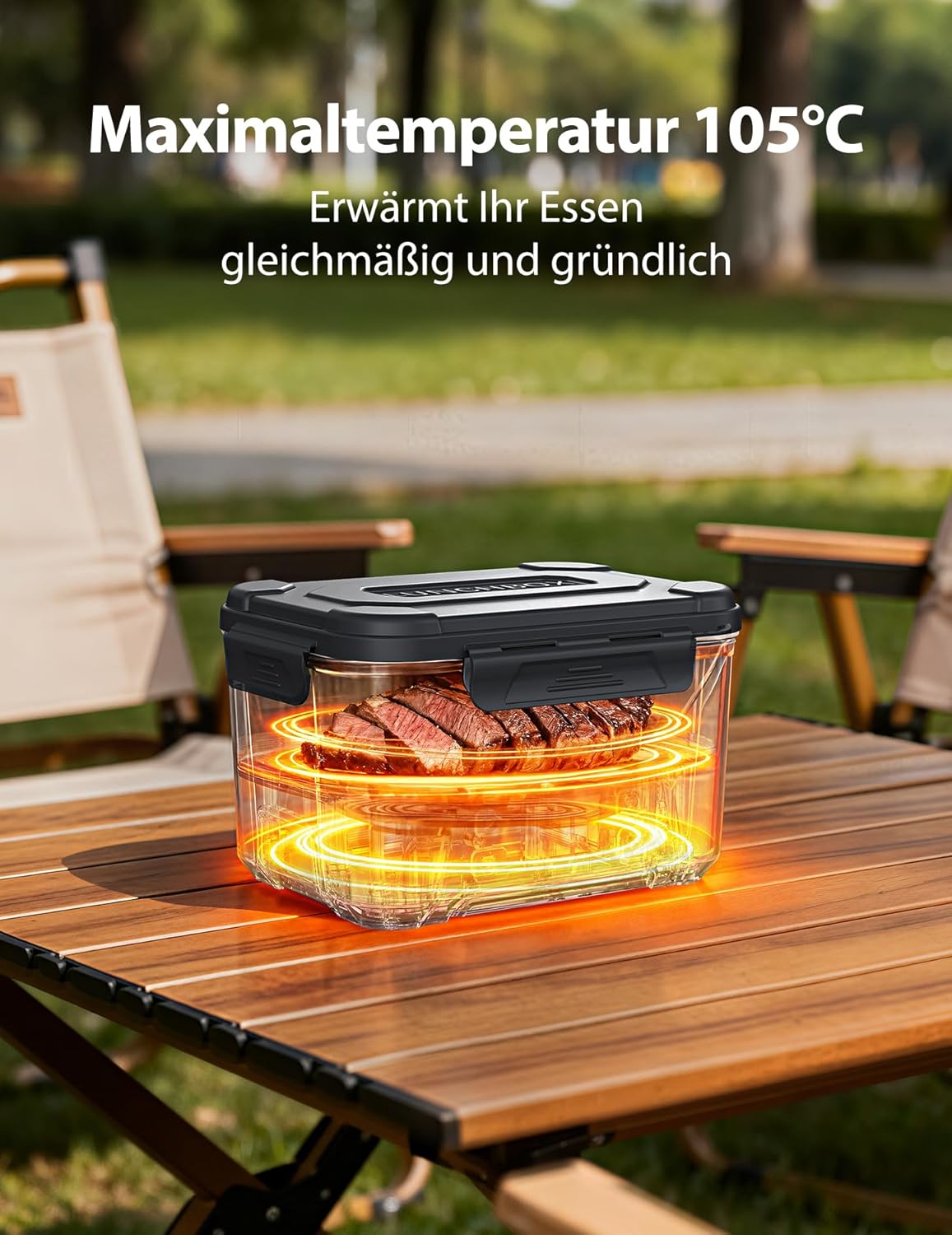 Elektrische Lunchbox mit Akku & Aufheizfunktion, Black