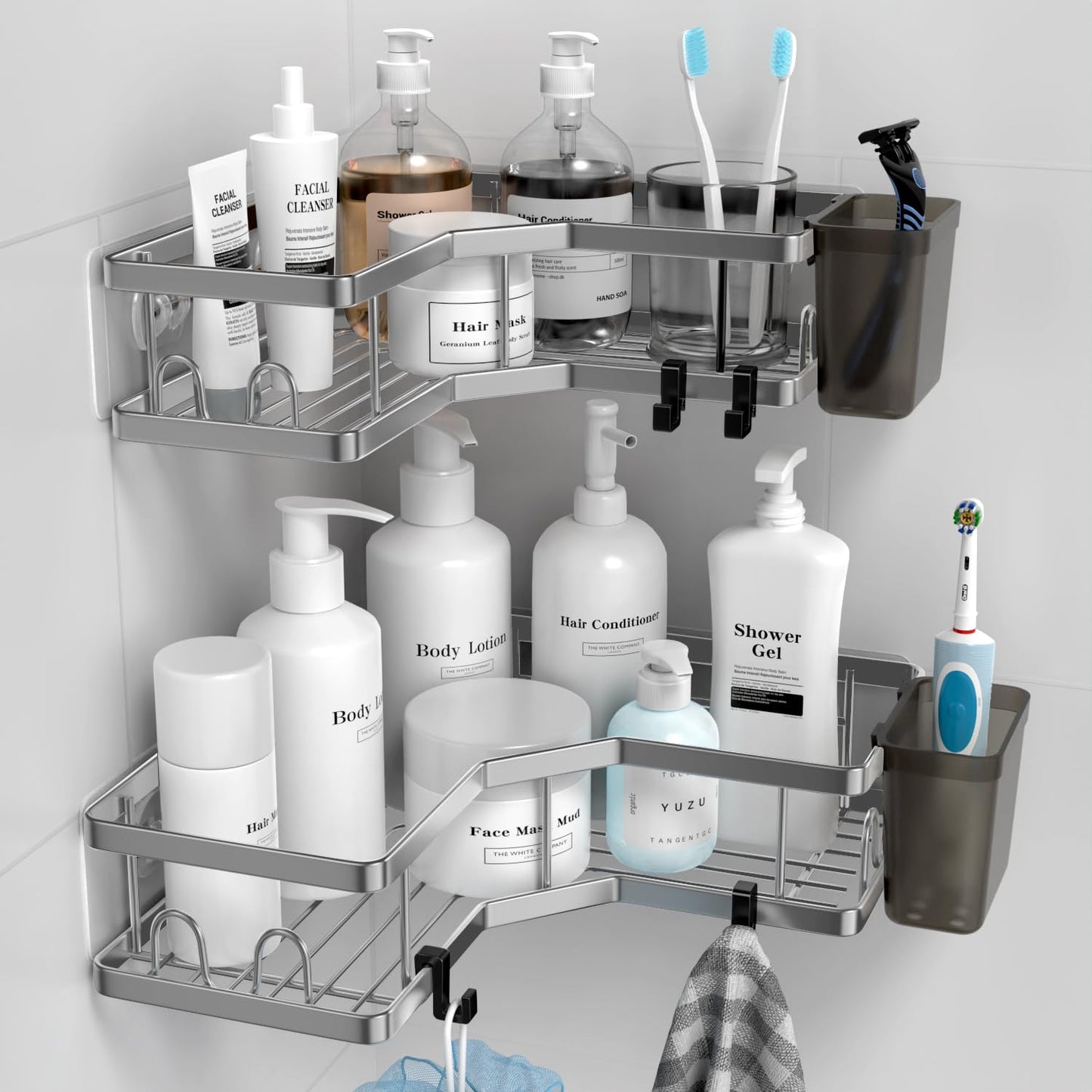 2-teiliges Duschablage-Set, Grau
