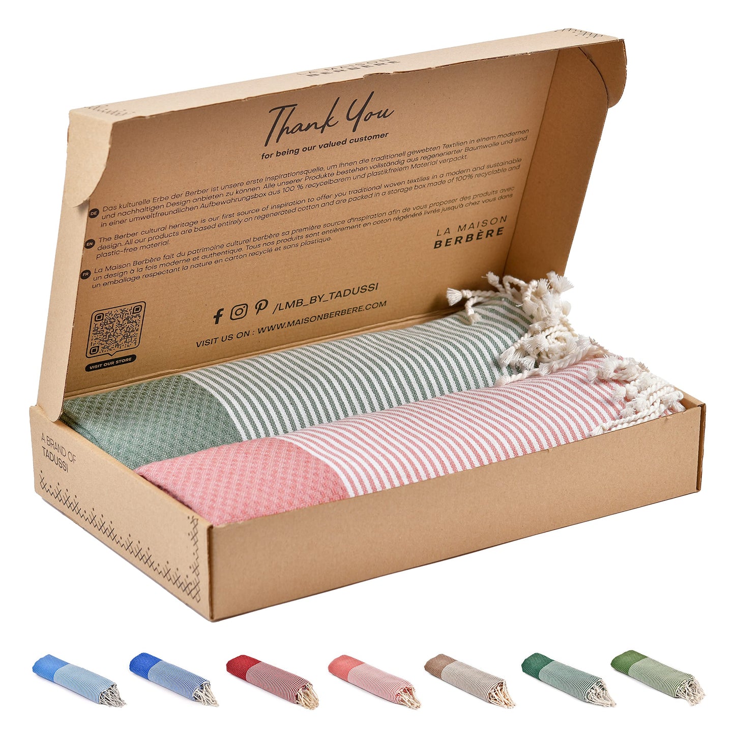 2er-Set Hamamtuch, Set Of 2 -H- Mintgrün & Lachs Honeycomb