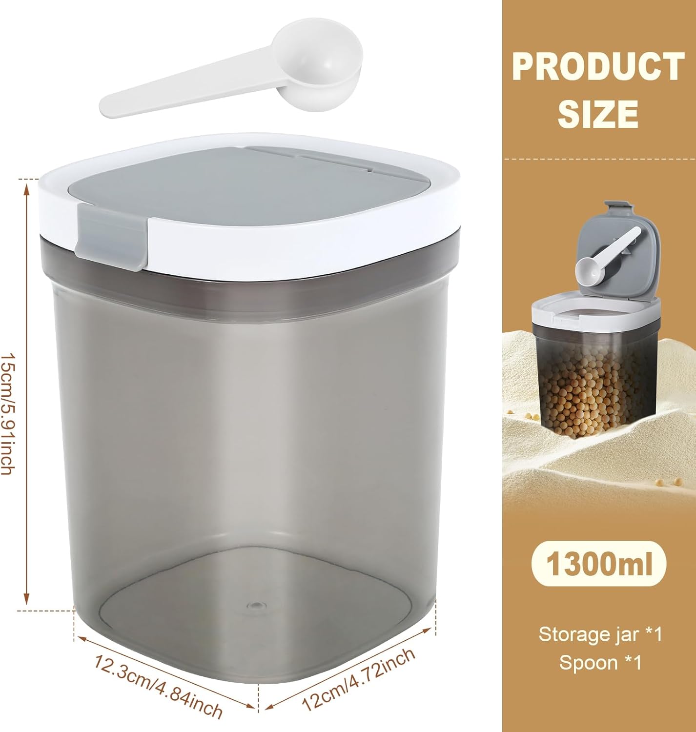 Luftdichte Kaffeedose mit Löffel, 1300ml