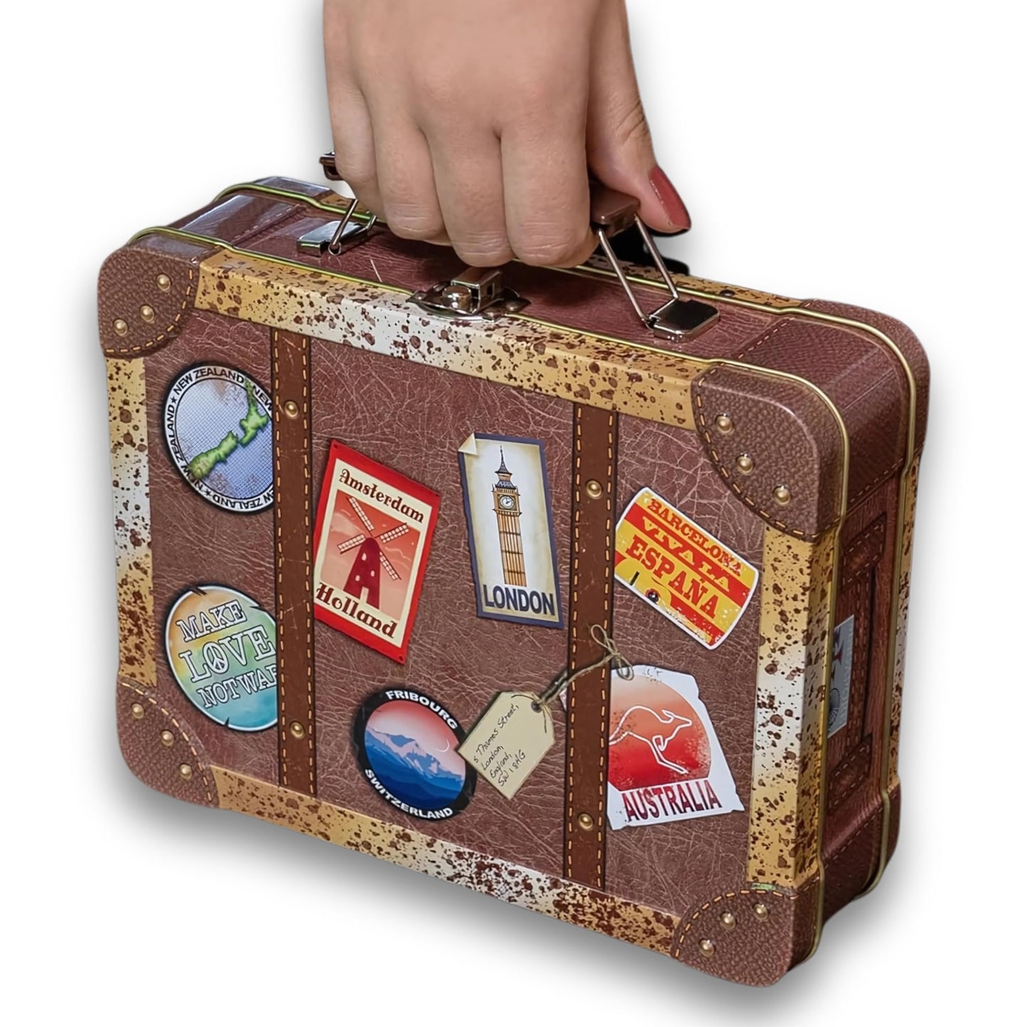 Reisekoffer Vintage Blechdose, Retro Koffer