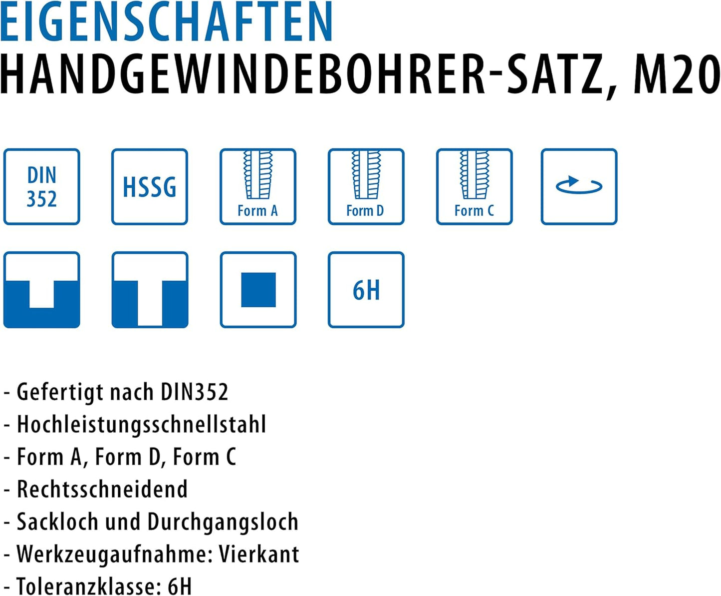 Gewindeschneider 3 teilig, Metrisch M20