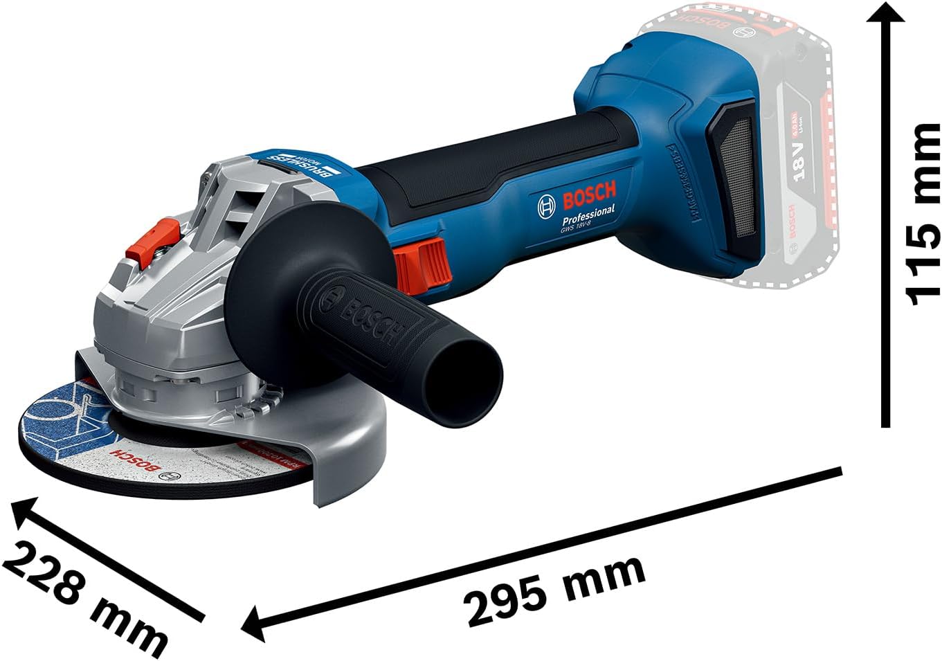 Akku-Winkelschleifer GWS 18V-8, Scheibendurchmesser 125 mm Ohne Akku/Lader