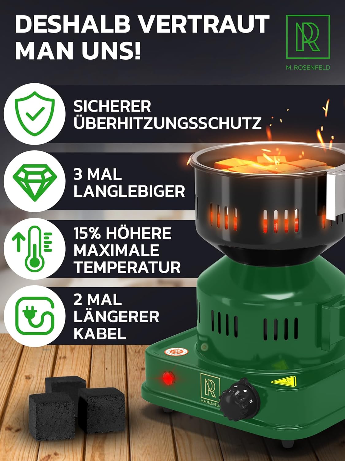 Elektrischer Kohleanzünder, Grün