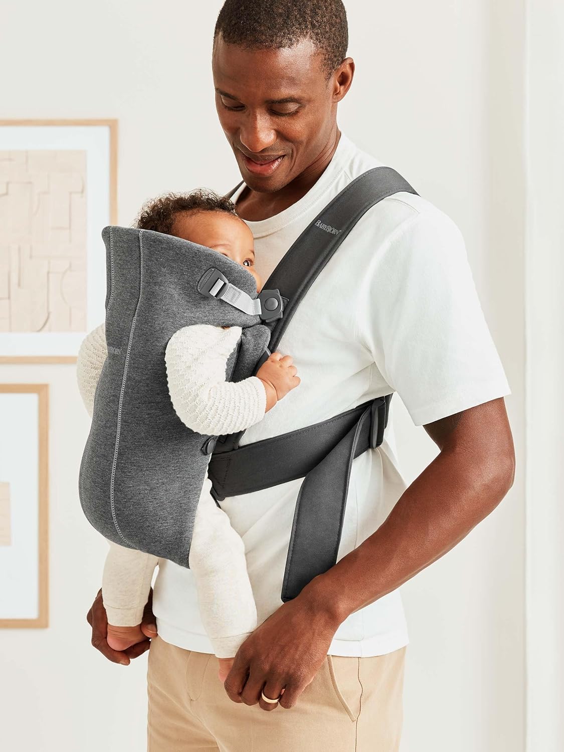 Babytrage Mini, ergonomisch und bequem, 3D-Jersey, Dunkelgrau
