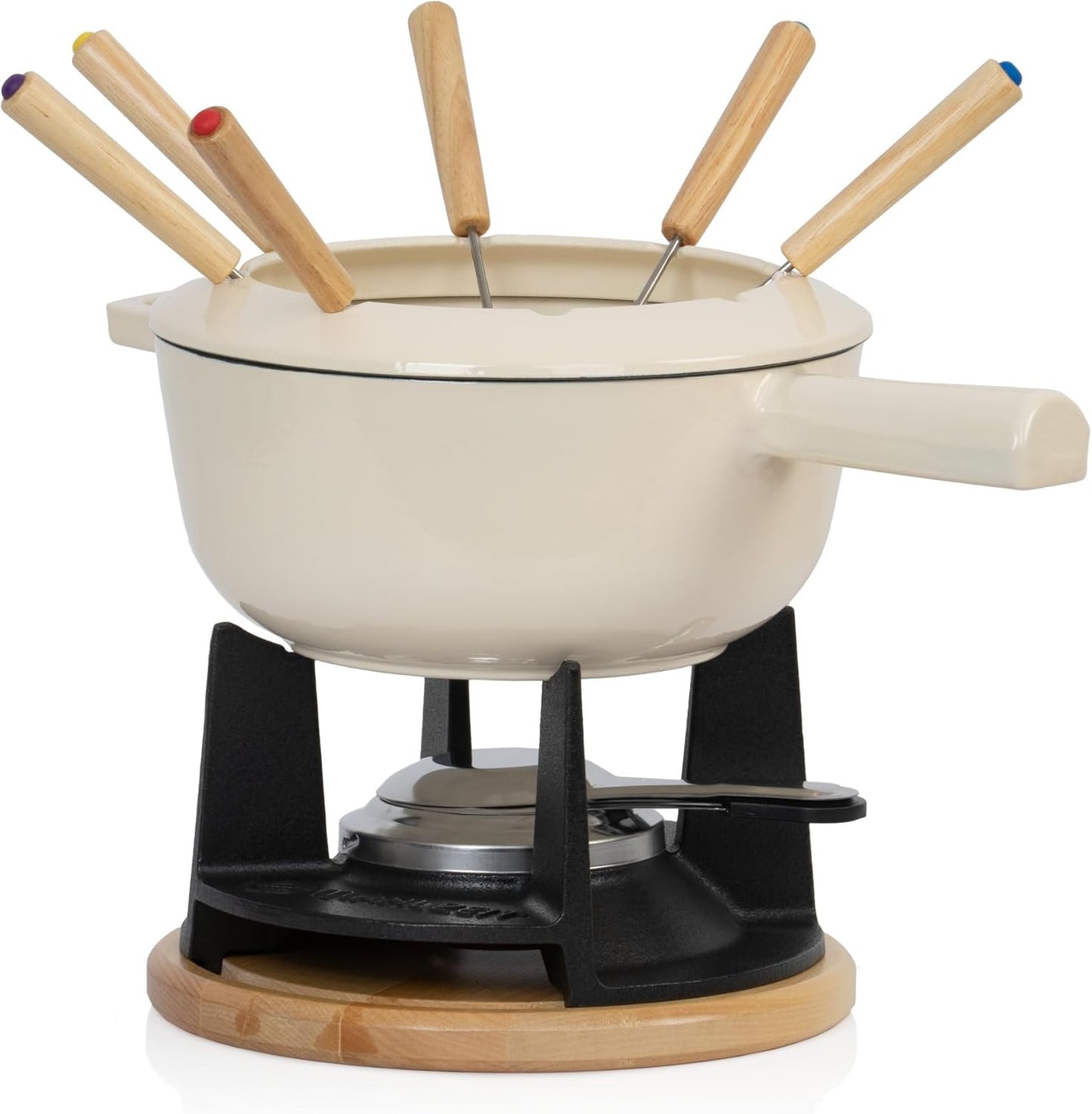 Fondue Set für 6 Personen, Creme / Creme Emailliert
