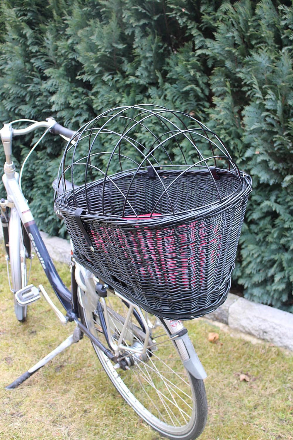 Hundefahrradkorb mit Metallgitter und Kissen, XXL L 60 x B 40 x H 50 cm mit Kissen