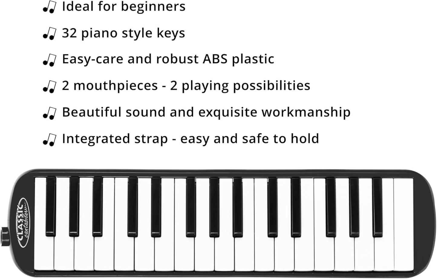 Melodica mit 32 Tasten für Kinder, Schwarz