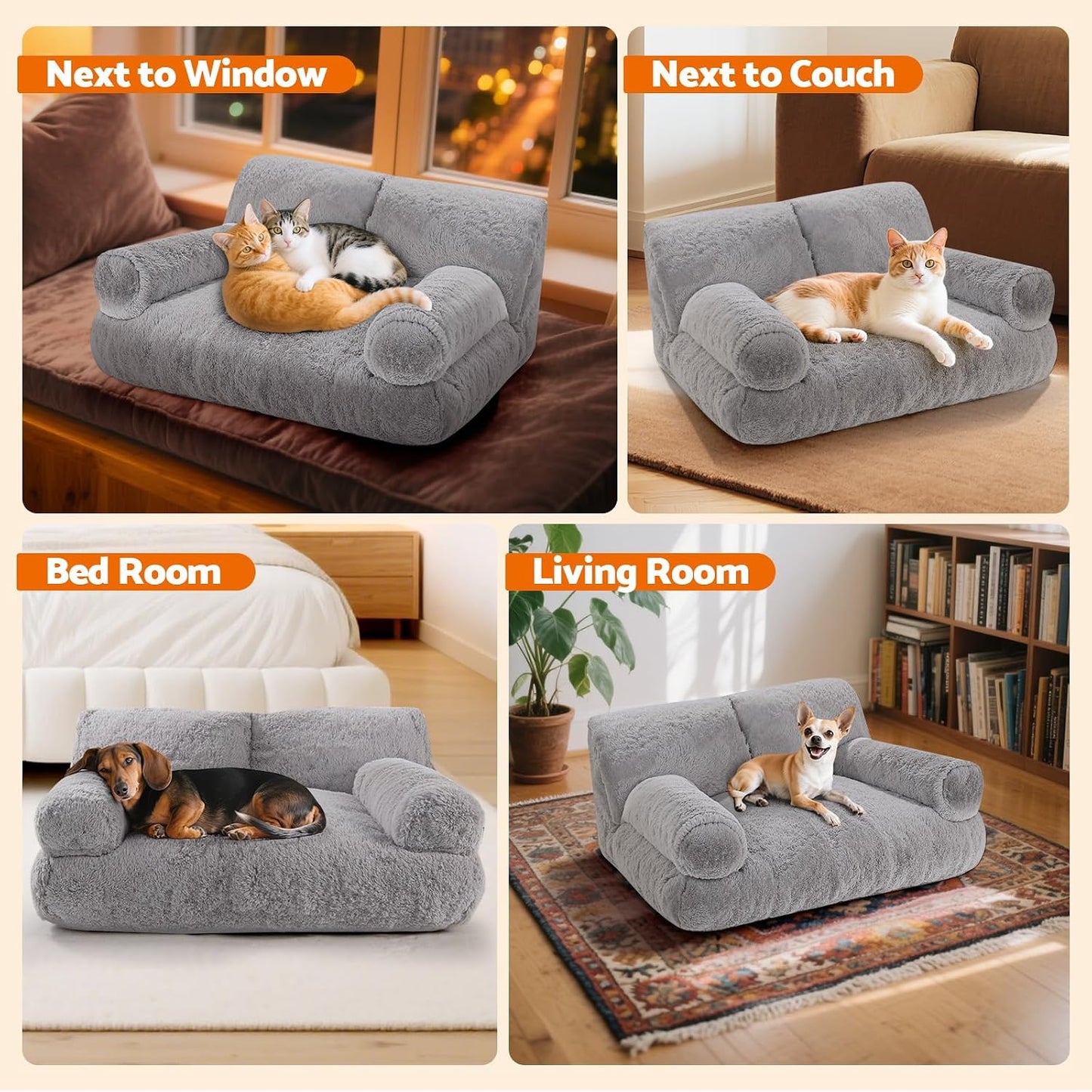 Orthopädisches Katzensofa mit abnehmbarem Bezug, Dunkelgrau 1