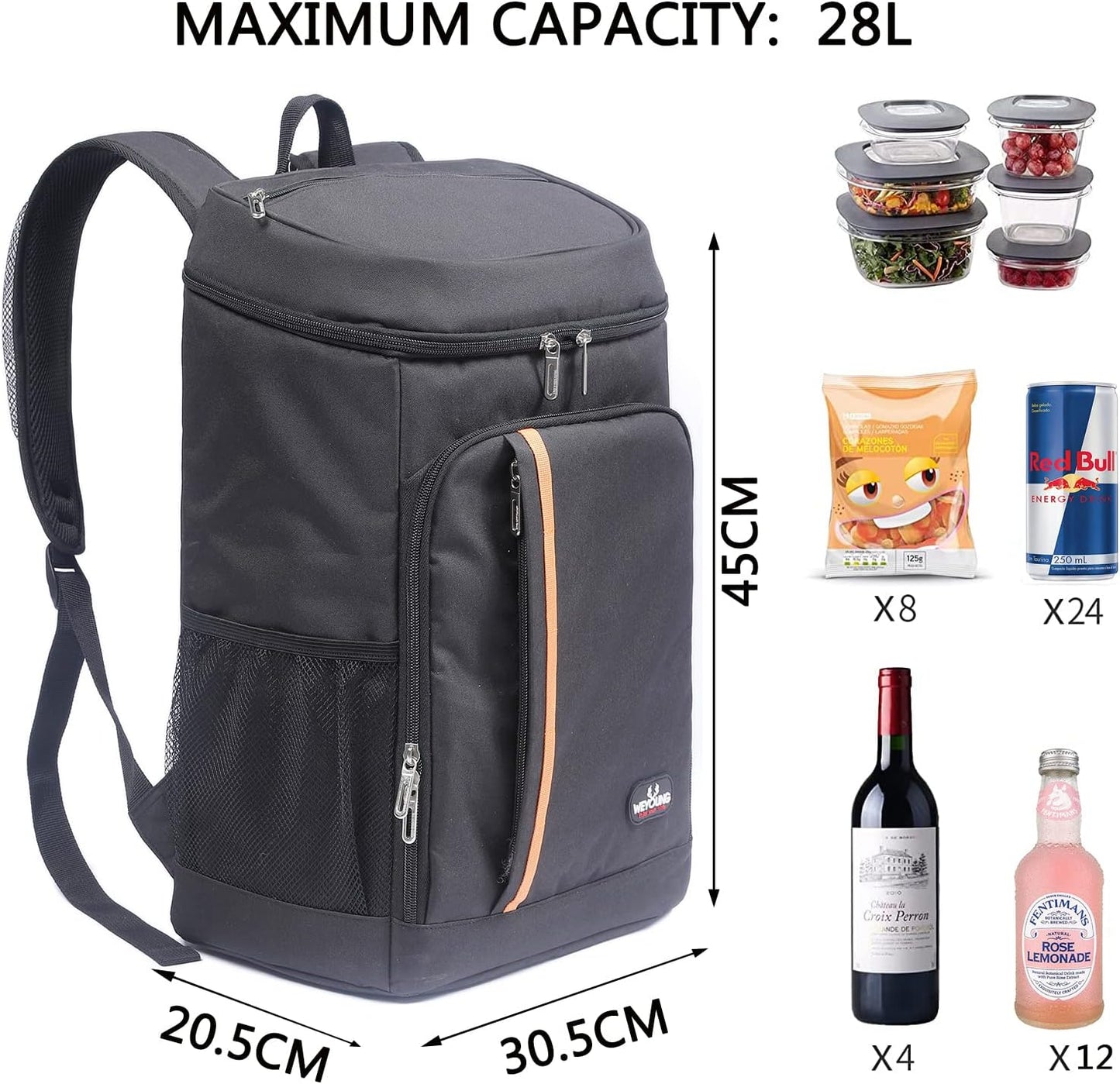 Kühlrucksack, Schwarz