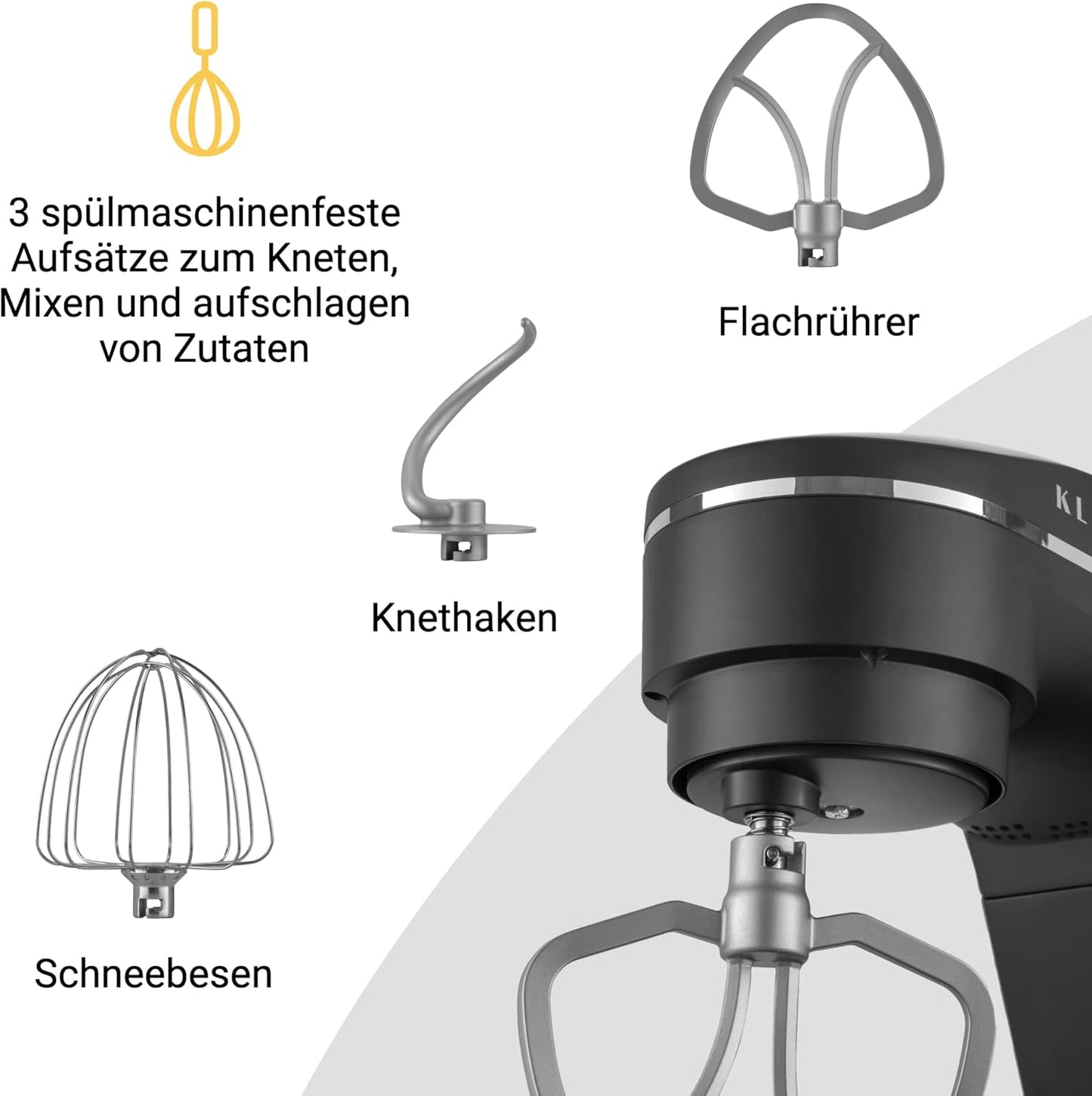 Küchenmaschine mit Planetenrührwerk, Premium Schwarz